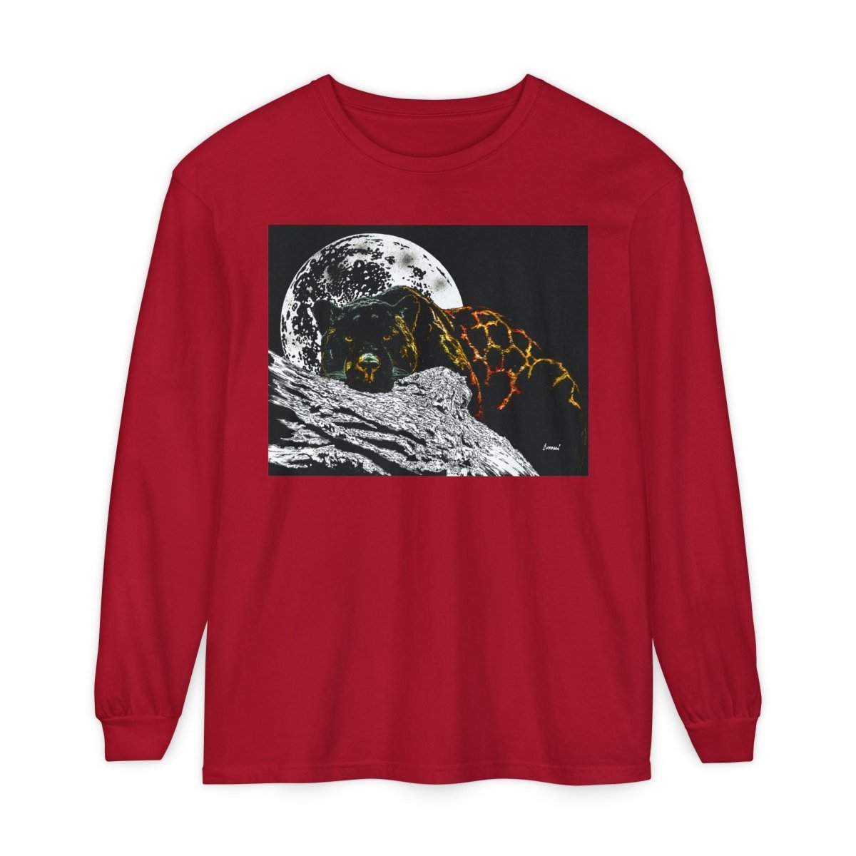 Moonlit Panther Long Sleeve T-Shirt - Comfortable Unisex Tee for Nature Lovers - Curran Artworks