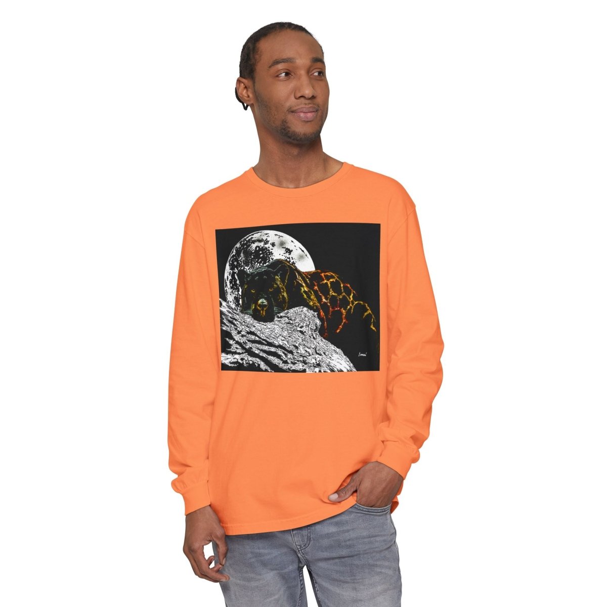 Moonlit Panther Long Sleeve T-Shirt - Comfortable Unisex Tee for Nature Lovers - Curran Artworks