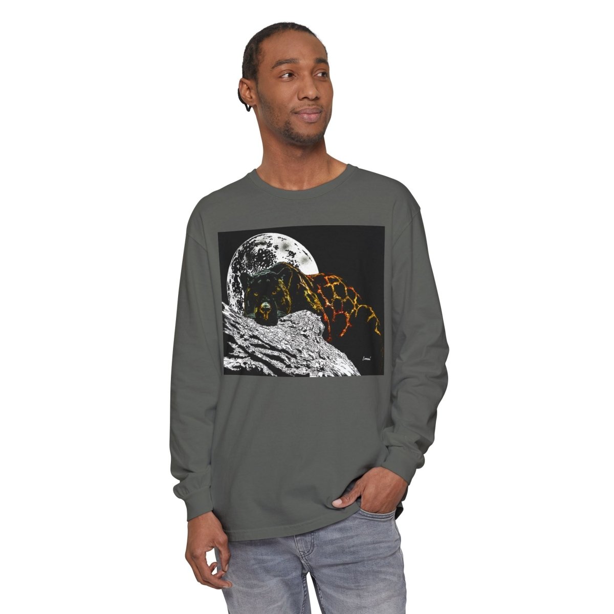 Moonlit Panther Long Sleeve T-Shirt - Comfortable Unisex Tee for Nature Lovers - Curran Artworks