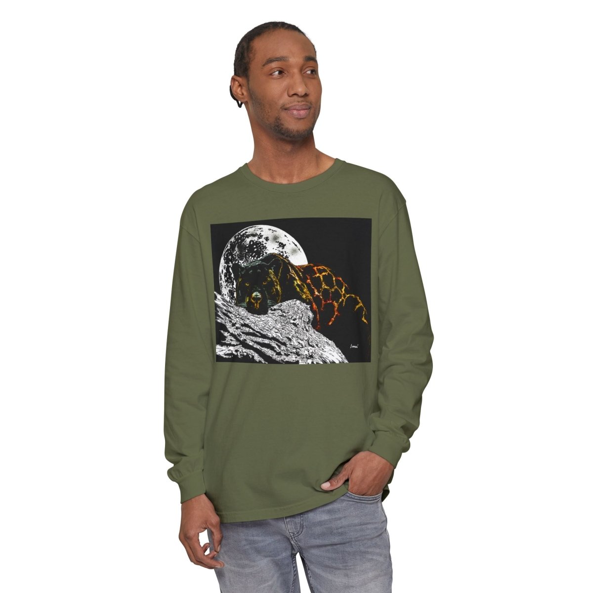 Moonlit Panther Long Sleeve T-Shirt - Comfortable Unisex Tee for Nature Lovers - Curran Artworks
