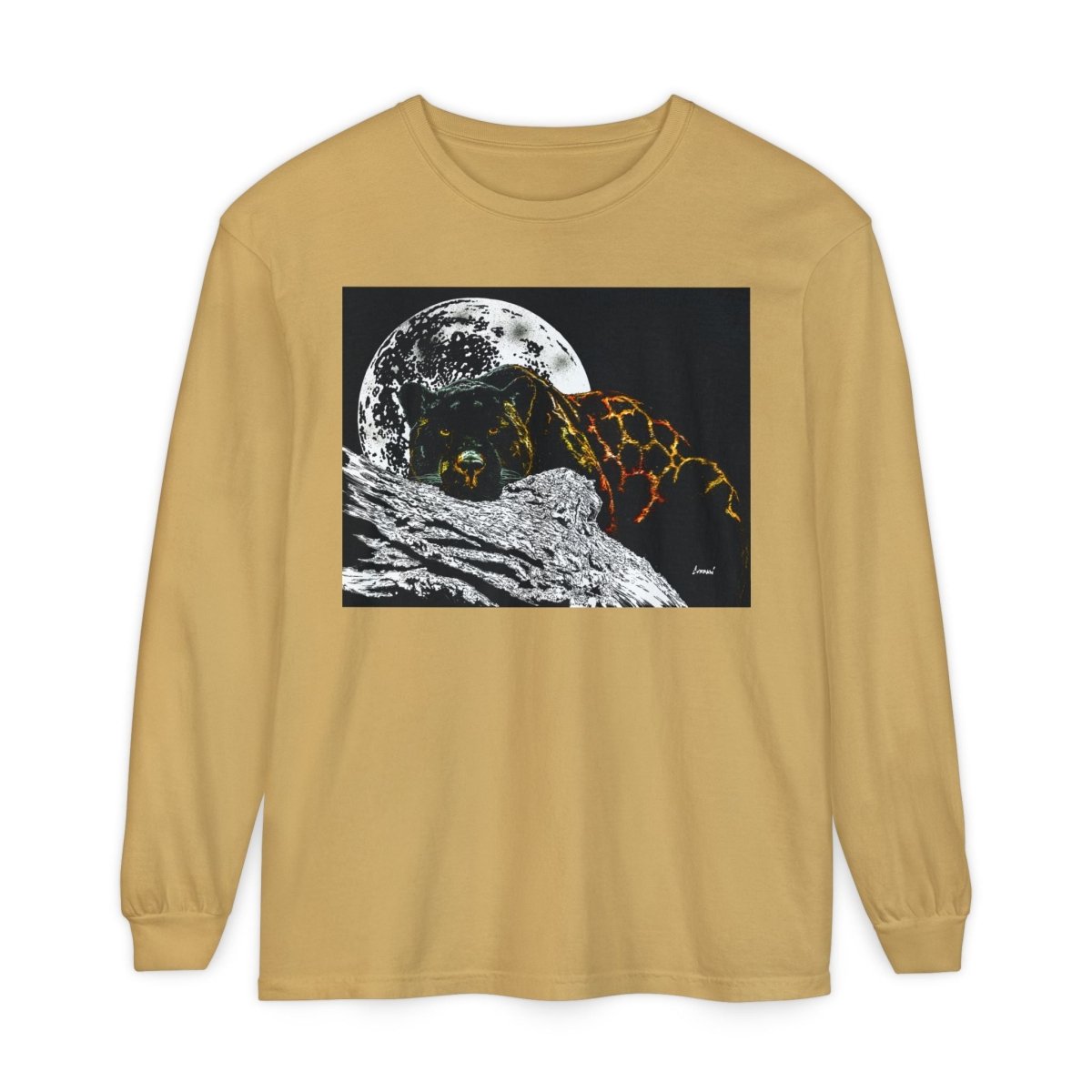 Moonlit Panther Long Sleeve T-Shirt - Comfortable Unisex Tee for Nature Lovers - Curran Artworks