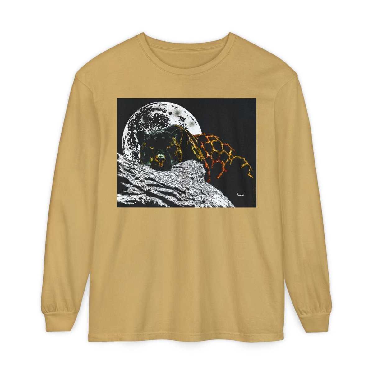 Moonlit Panther Long Sleeve T-Shirt - Comfortable Unisex Tee for Nature Lovers - Curran Artworks
