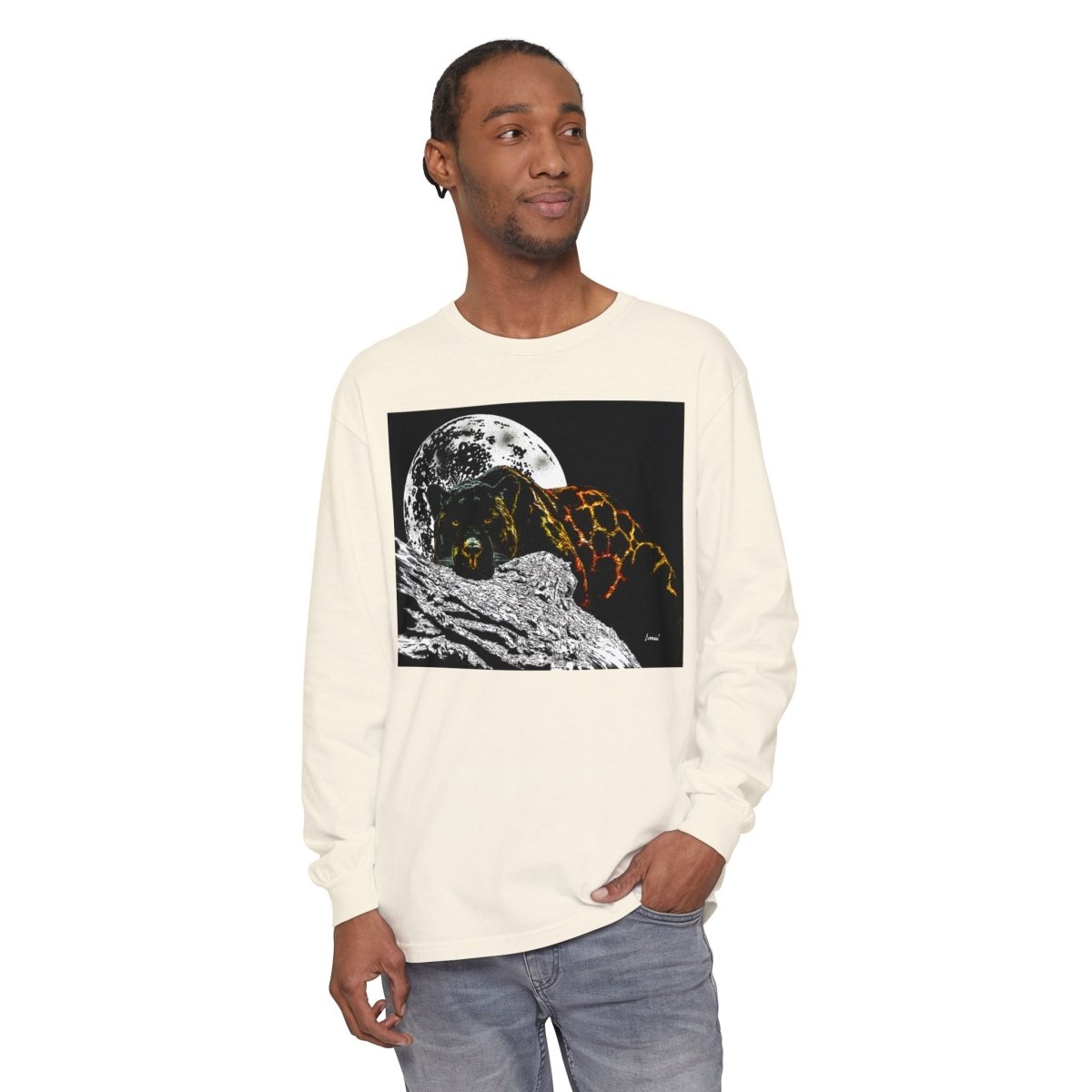 Moonlit Panther Long Sleeve T-Shirt - Comfortable Unisex Tee for Nature Lovers - Curran Artworks