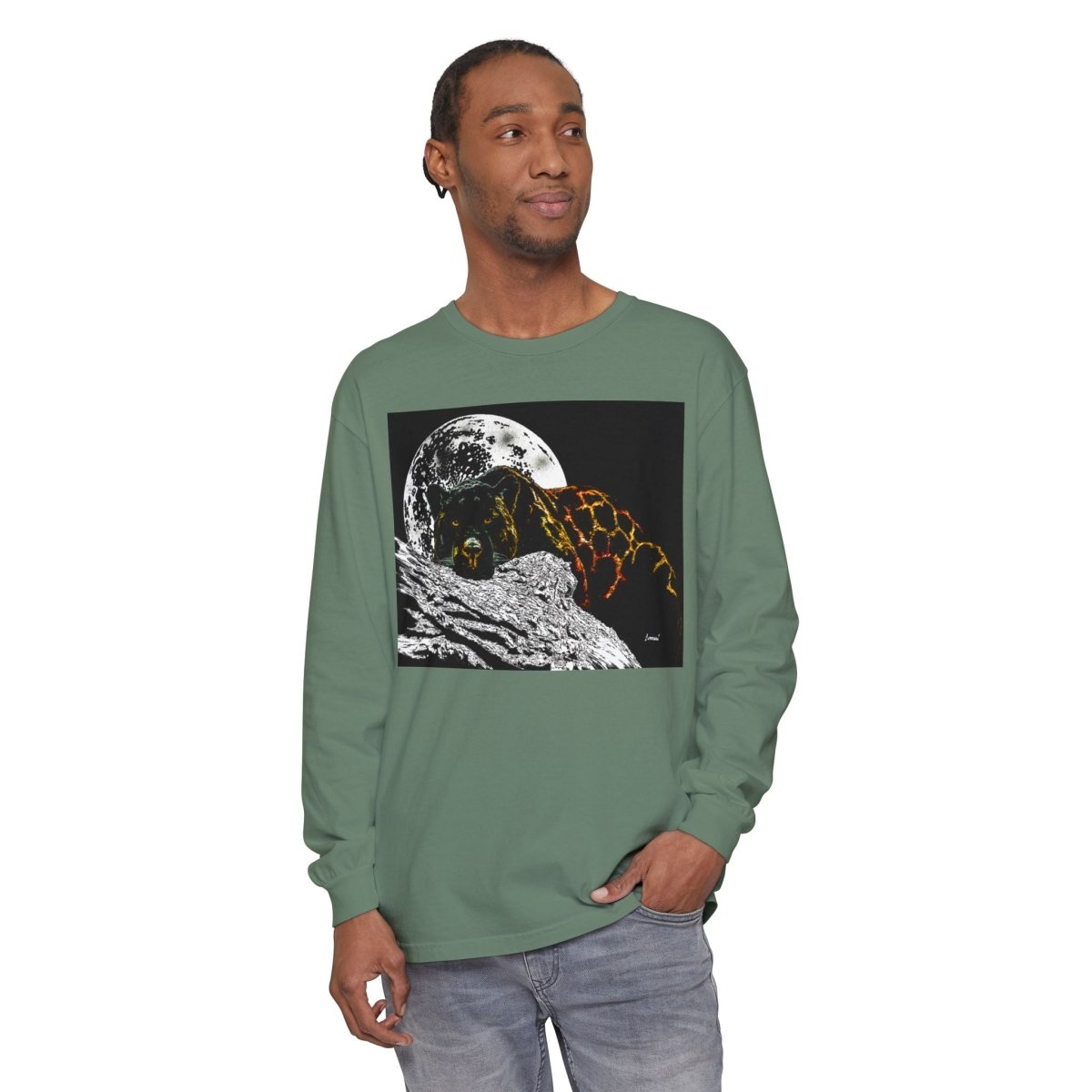 Moonlit Panther Long Sleeve T-Shirt - Comfortable Unisex Tee for Nature Lovers - Curran Artworks
