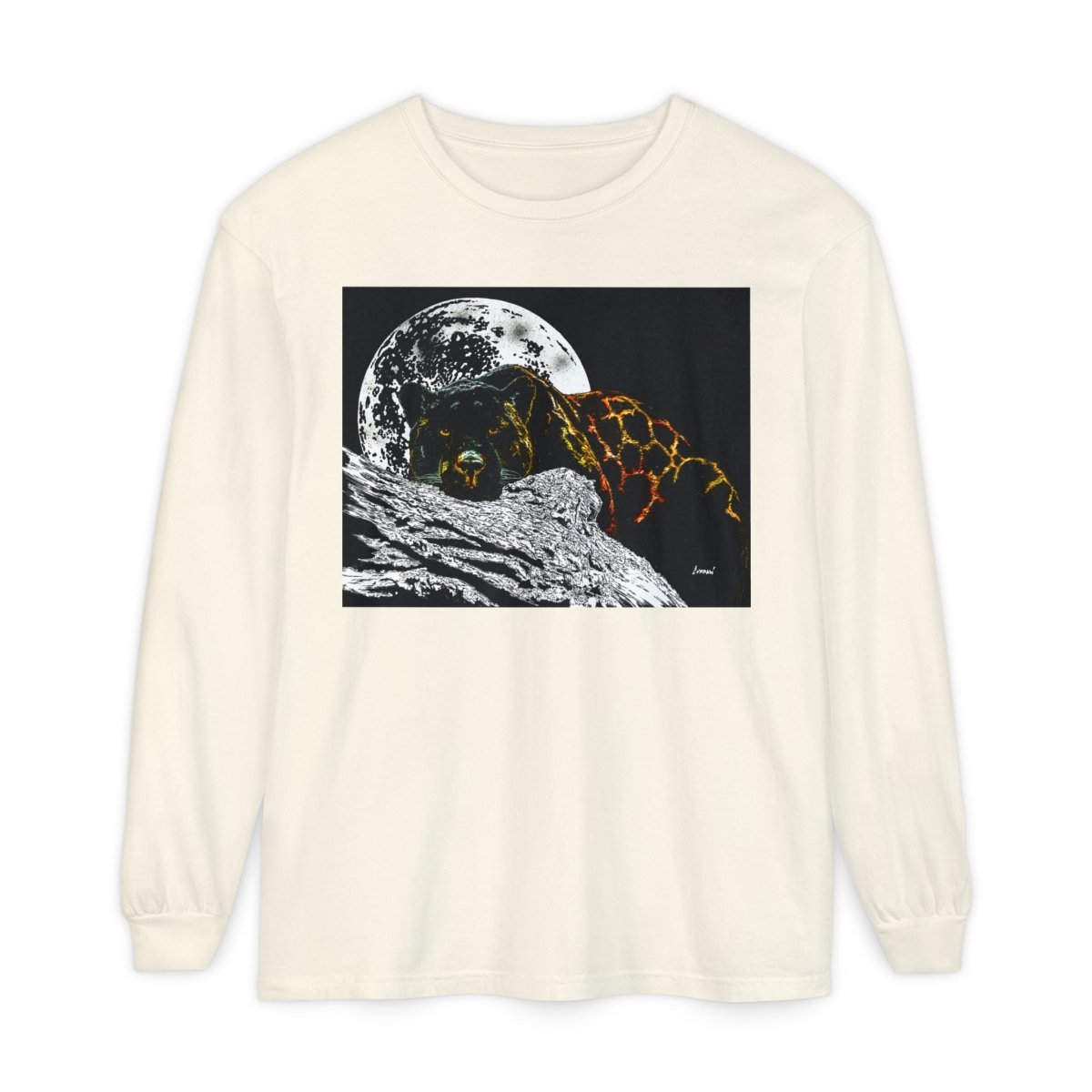 Moonlit Panther Long Sleeve T-Shirt - Comfortable Unisex Tee for Nature Lovers - Curran Artworks