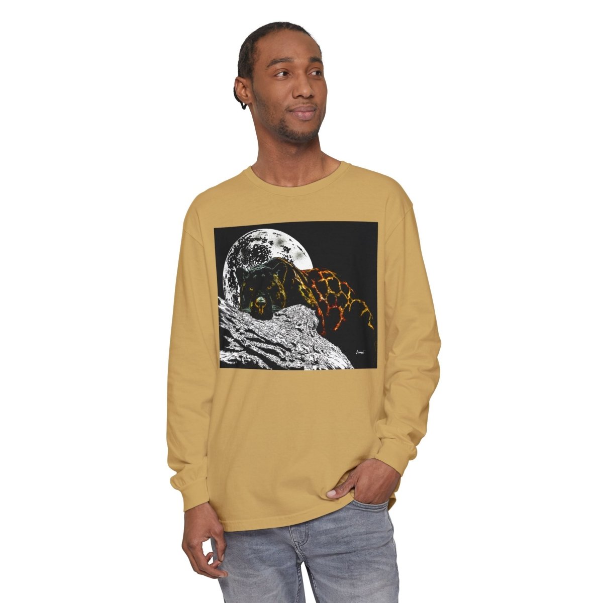 Moonlit Panther Long Sleeve T-Shirt - Comfortable Unisex Tee for Nature Lovers - Curran Artworks
