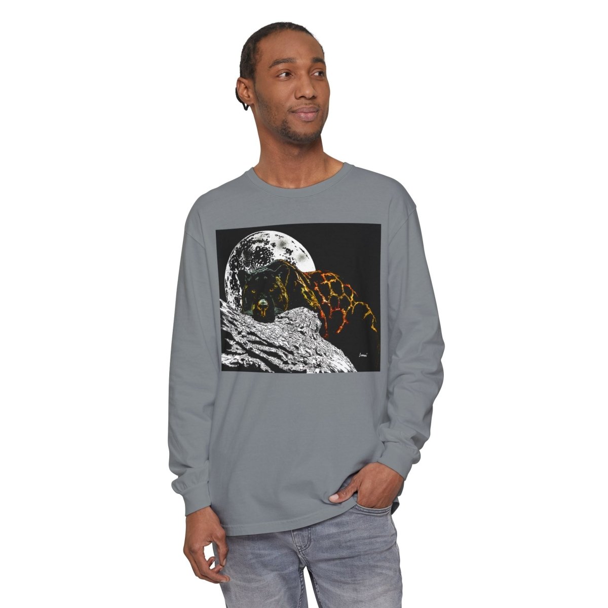 Moonlit Panther Long Sleeve T-Shirt - Comfortable Unisex Tee for Nature Lovers - Curran Artworks