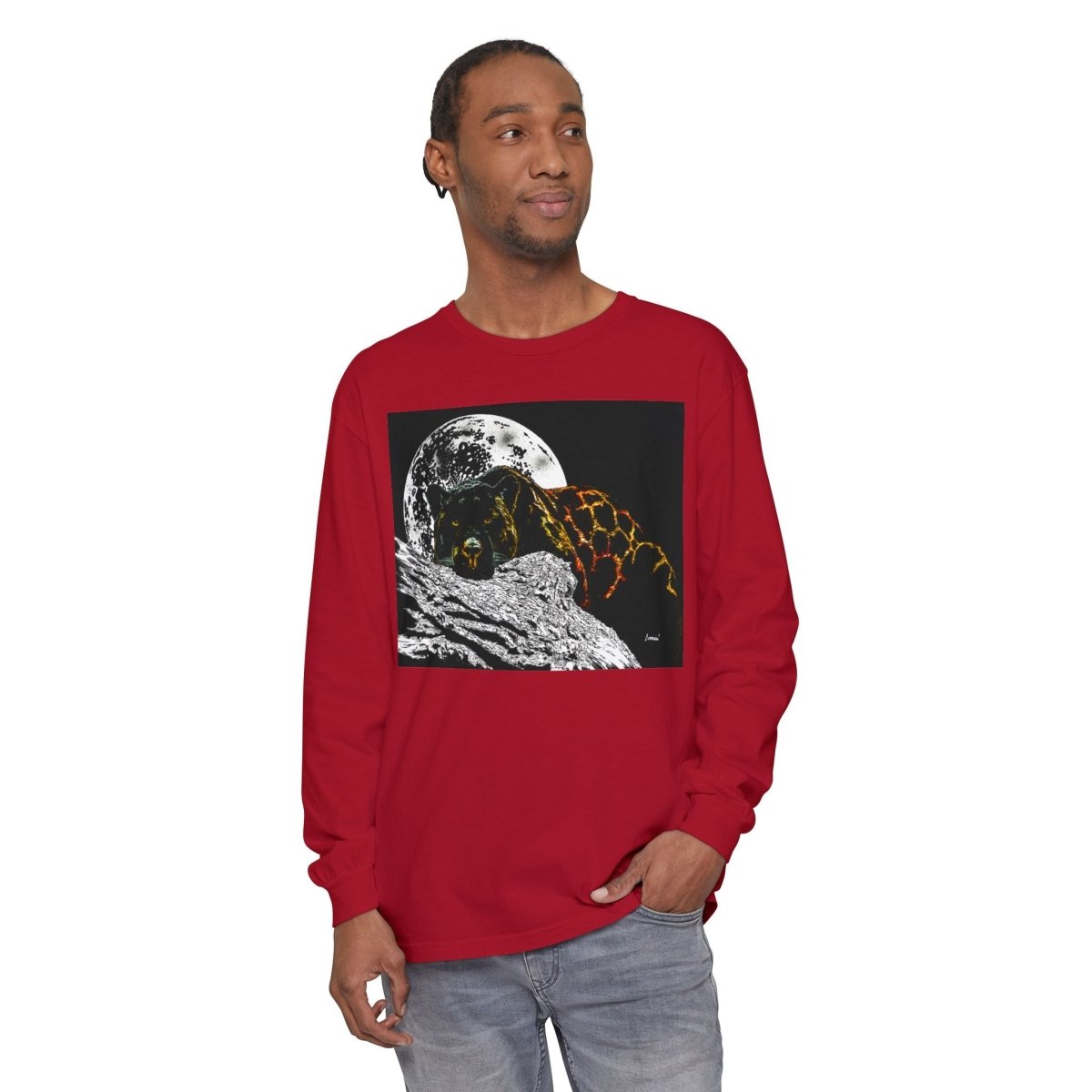Moonlit Panther Long Sleeve T-Shirt - Comfortable Unisex Tee for Nature Lovers - Curran Artworks