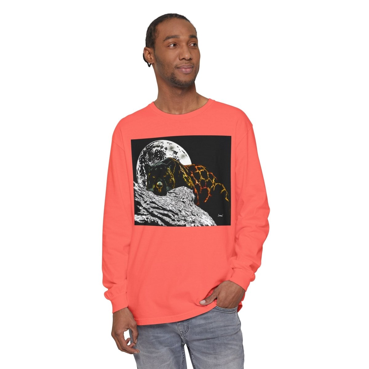 Moonlit Panther Long Sleeve T-Shirt - Comfortable Unisex Tee for Nature Lovers - Curran Artworks