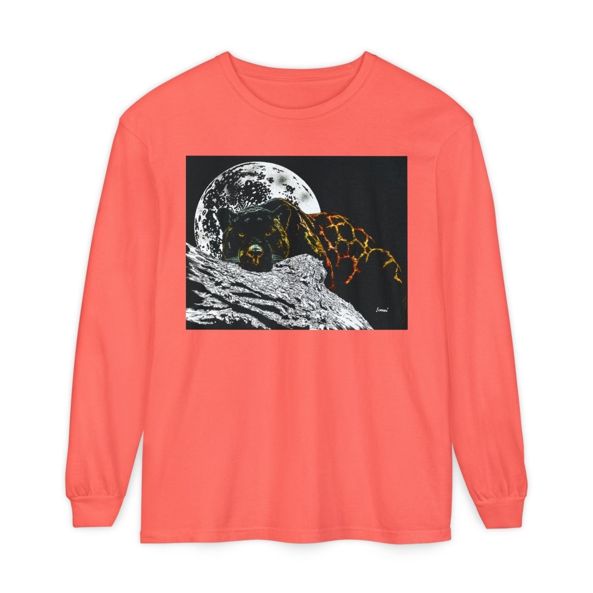 Moonlit Panther Long Sleeve T-Shirt - Comfortable Unisex Tee for Nature Lovers - Curran Artworks