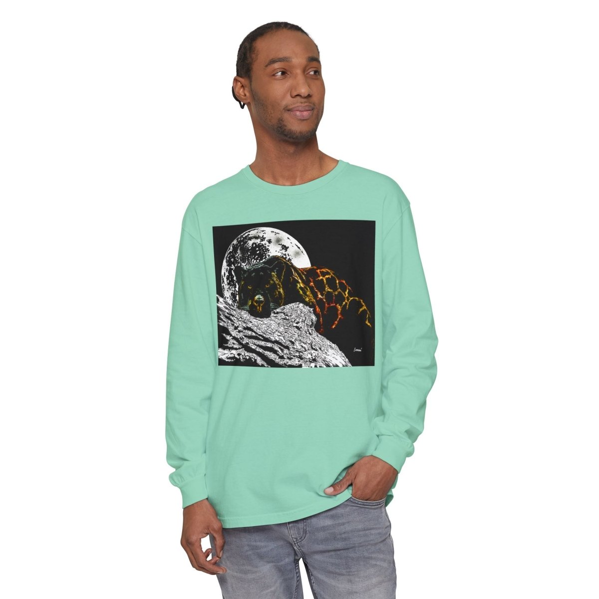 Moonlit Panther Long Sleeve T-Shirt - Comfortable Unisex Tee for Nature Lovers - Curran Artworks
