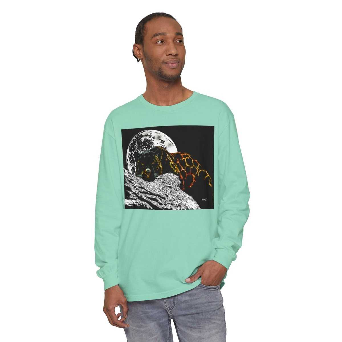Moonlit Panther Long Sleeve T-Shirt - Comfortable Unisex Tee for Nature Lovers - Curran Artworks