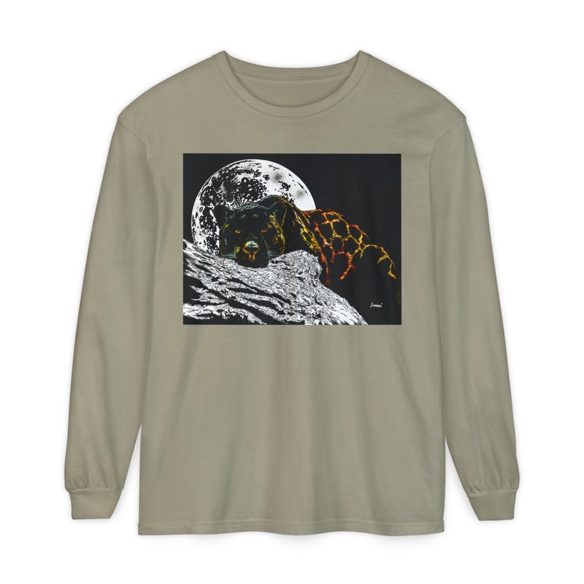 Moonlit Panther Long Sleeve T-Shirt - Comfortable Unisex Tee for Nature Lovers - Curran Artworks