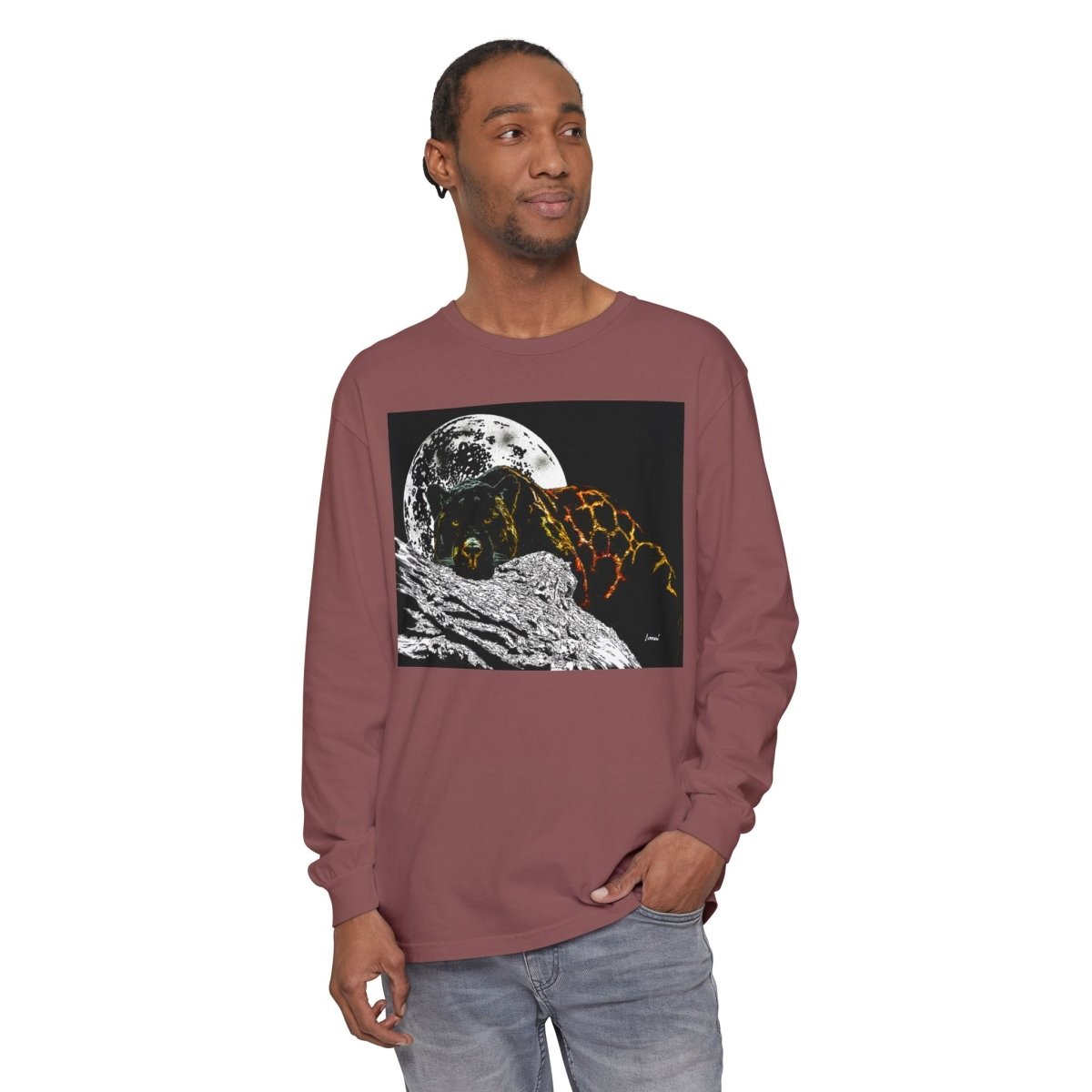 Moonlit Panther Long Sleeve T-Shirt - Comfortable Unisex Tee for Nature Lovers - Curran Artworks