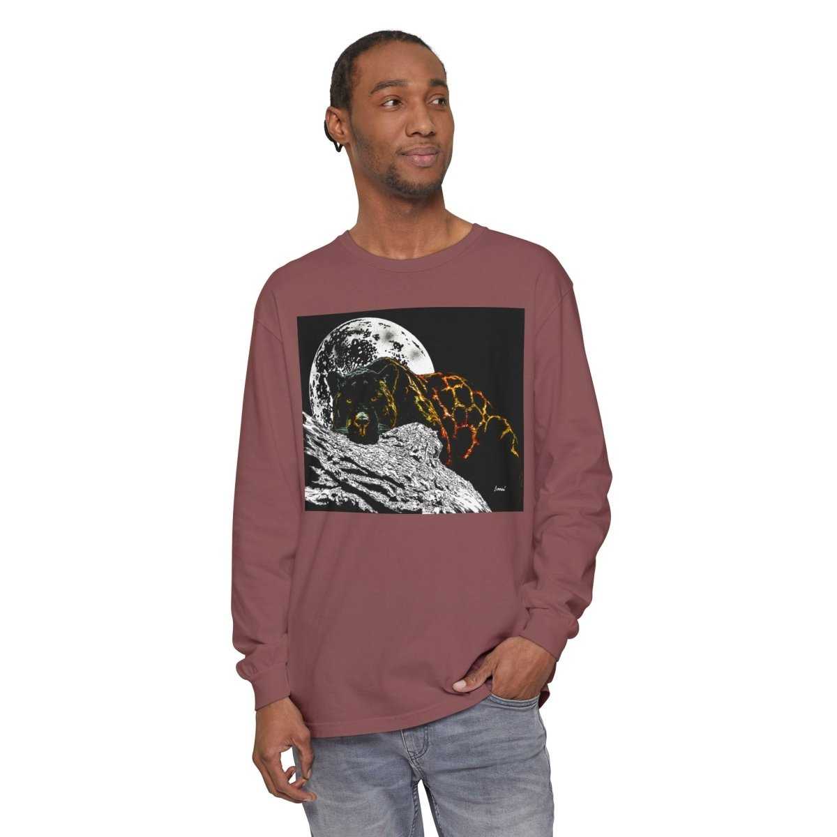 Moonlit Panther Long Sleeve T-Shirt - Comfortable Unisex Tee for Nature Lovers - Curran Artworks