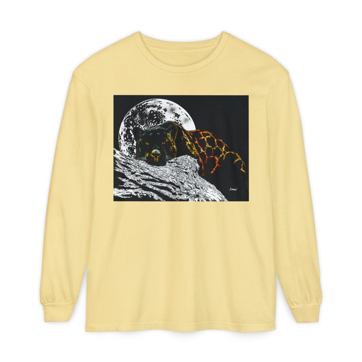 Moonlit Panther Long Sleeve T-Shirt - Comfortable Unisex Tee for Nature Lovers - Curran Artworks