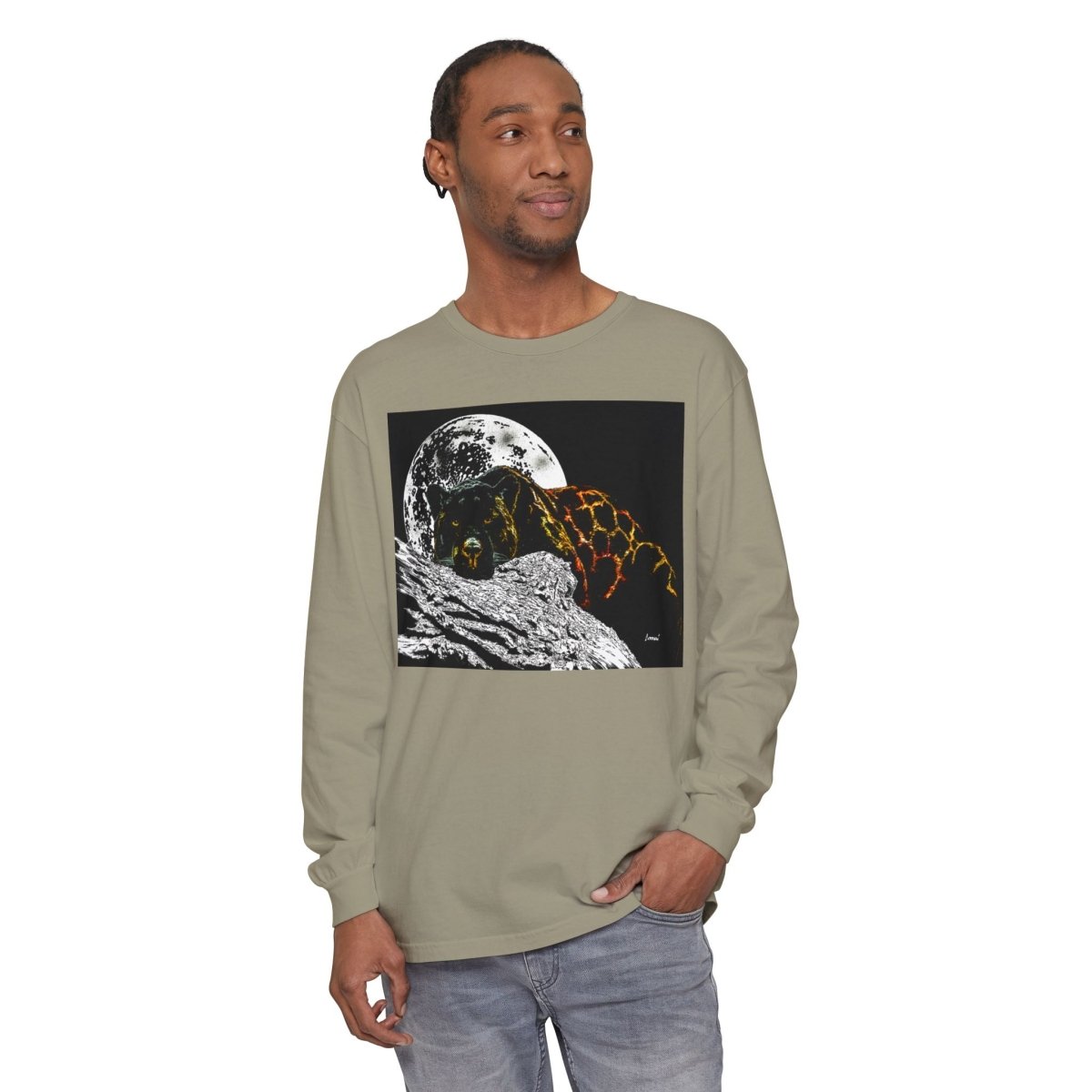 Moonlit Panther Long Sleeve T-Shirt - Comfortable Unisex Tee for Nature Lovers - Curran Artworks