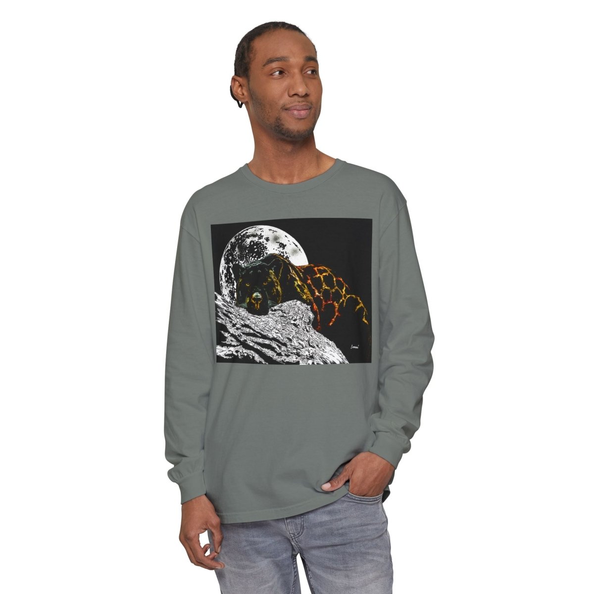 Moonlit Panther Long Sleeve T-Shirt - Comfortable Unisex Tee for Nature Lovers - Curran Artworks