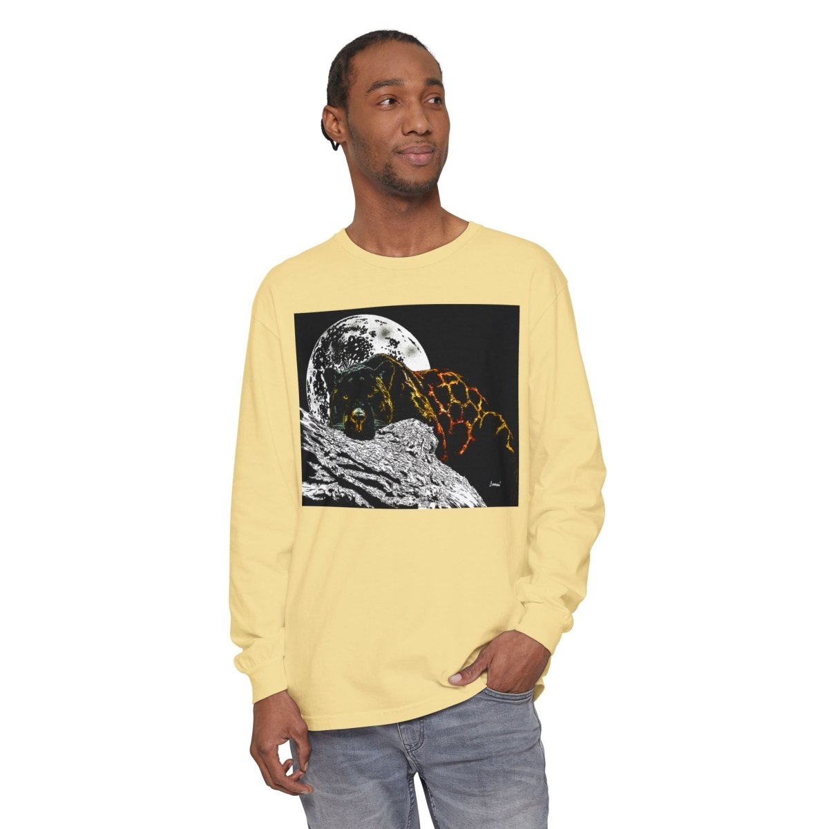 Moonlit Panther Long Sleeve T-Shirt - Comfortable Unisex Tee for Nature Lovers - Curran Artworks