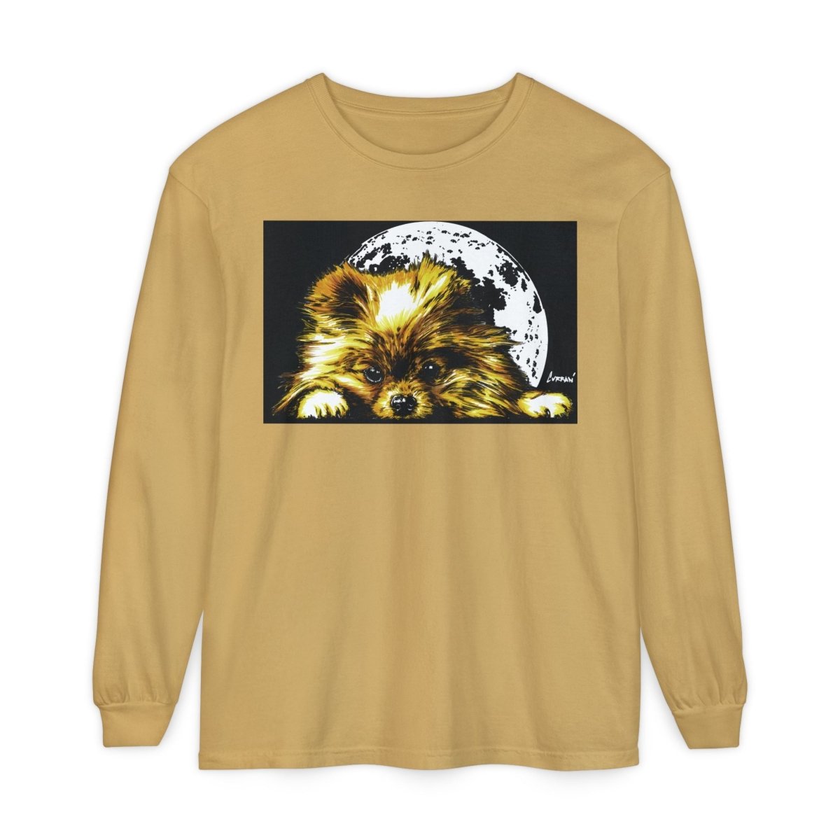 Moonlit Pomeranian Long Sleeve T-Shirt - Unisex - Cozy Dog Lover Tee - Curran Artworks