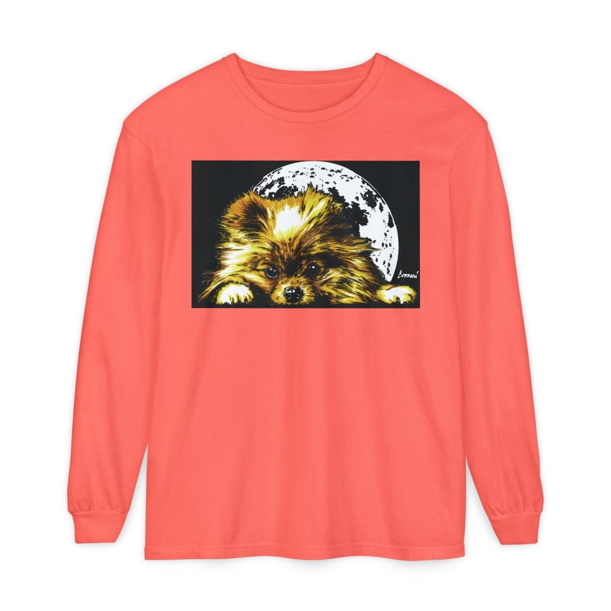 Moonlit Pomeranian Long Sleeve T-Shirt - Unisex - Cozy Dog Lover Tee - Curran Artworks
