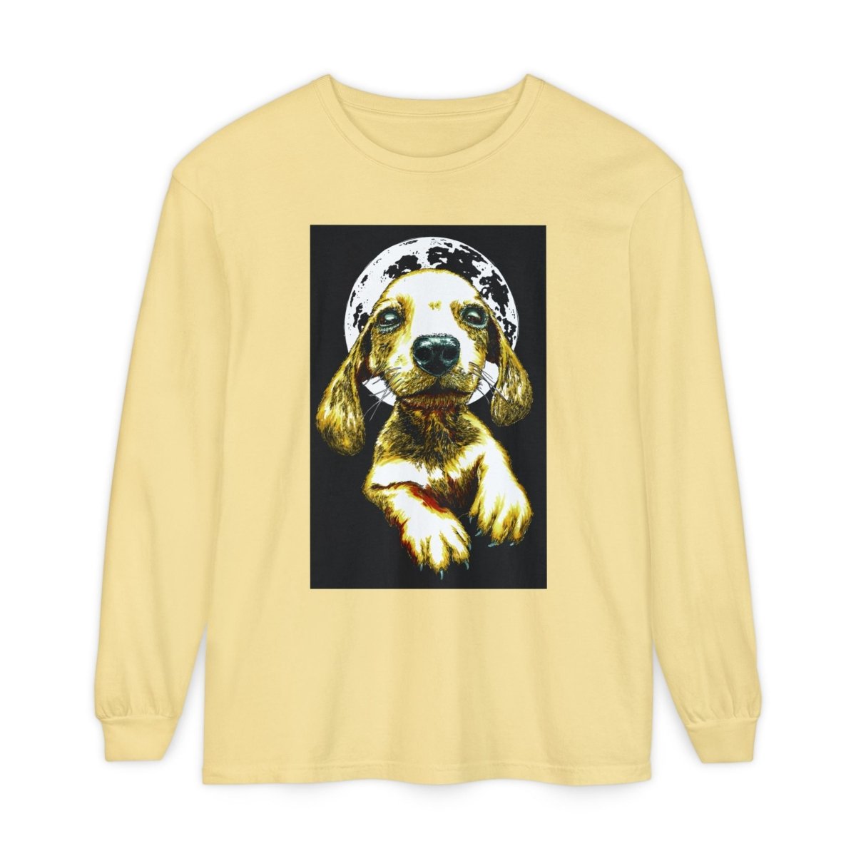 Moonlit Puppy Long Sleeve T-Shirt - Unisex Dog Lover Apparel - Curran Artworks