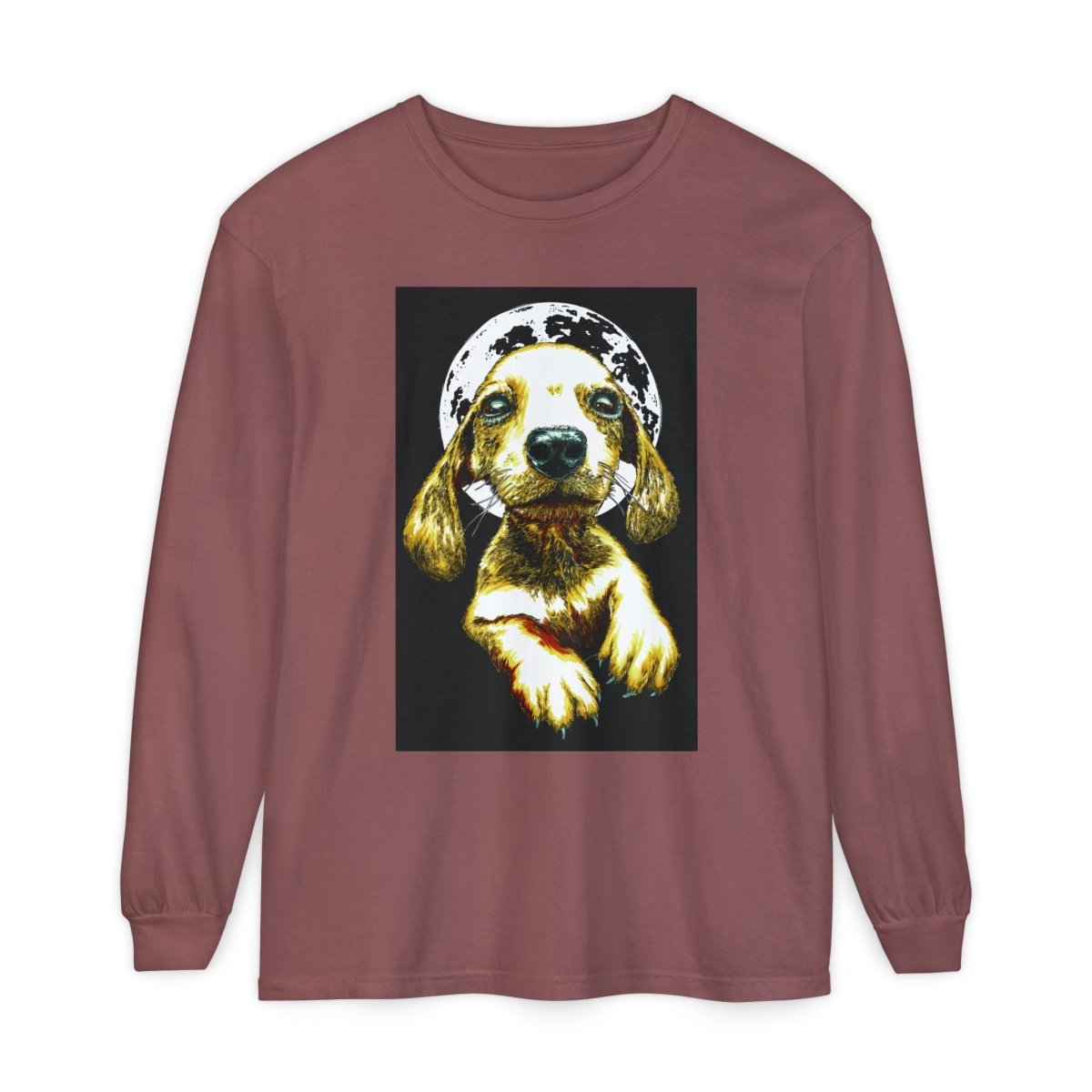 Moonlit Puppy Long Sleeve T-Shirt - Unisex Dog Lover Apparel - Curran Artworks