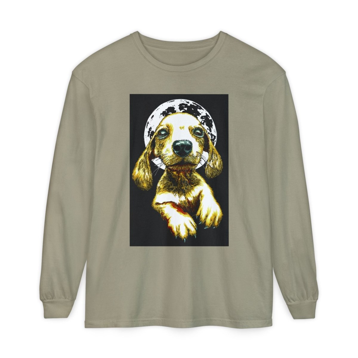 Moonlit Puppy Long Sleeve T-Shirt - Unisex Dog Lover Apparel - Curran Artworks