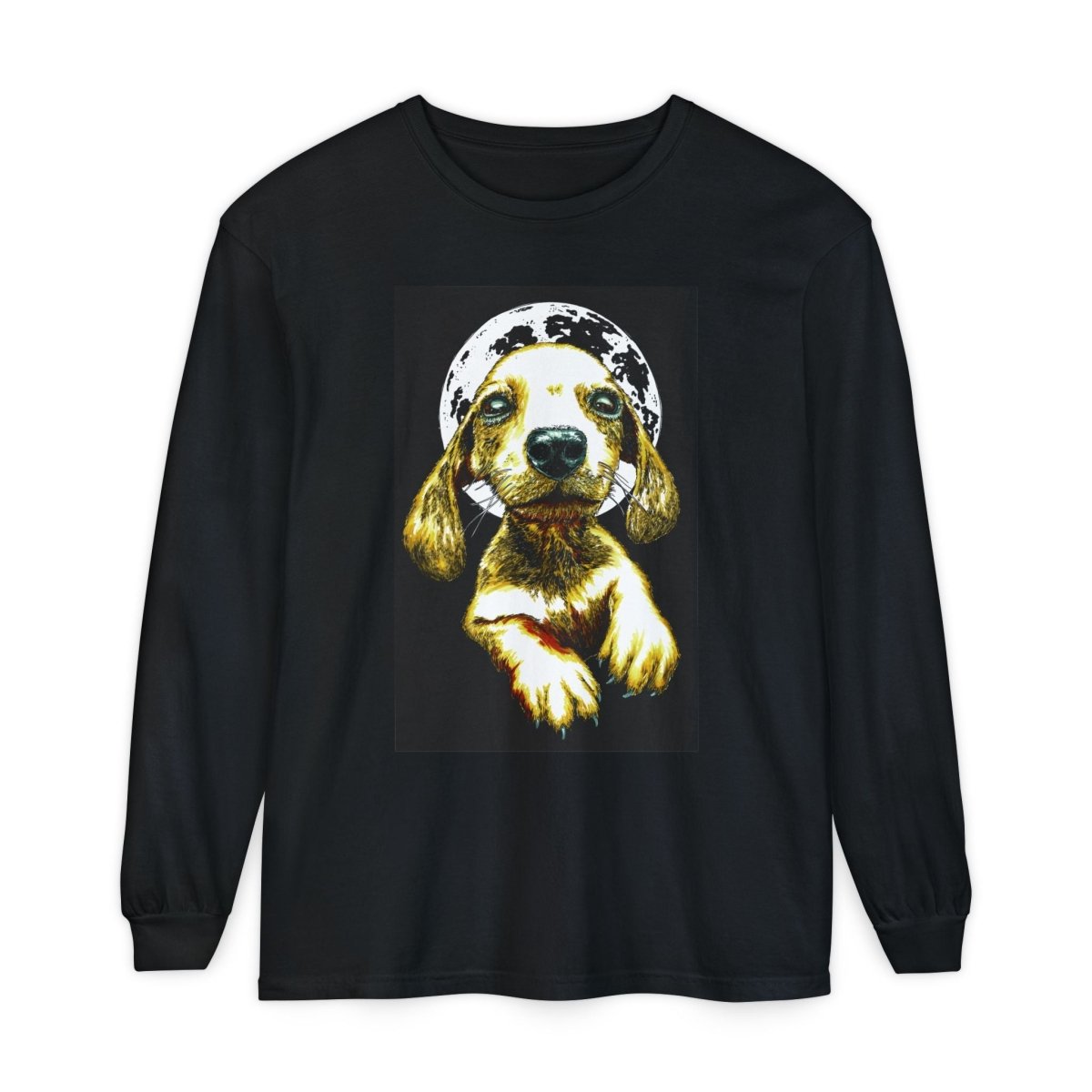 Moonlit Puppy Long Sleeve T-Shirt - Unisex Dog Lover Apparel - Curran Artworks