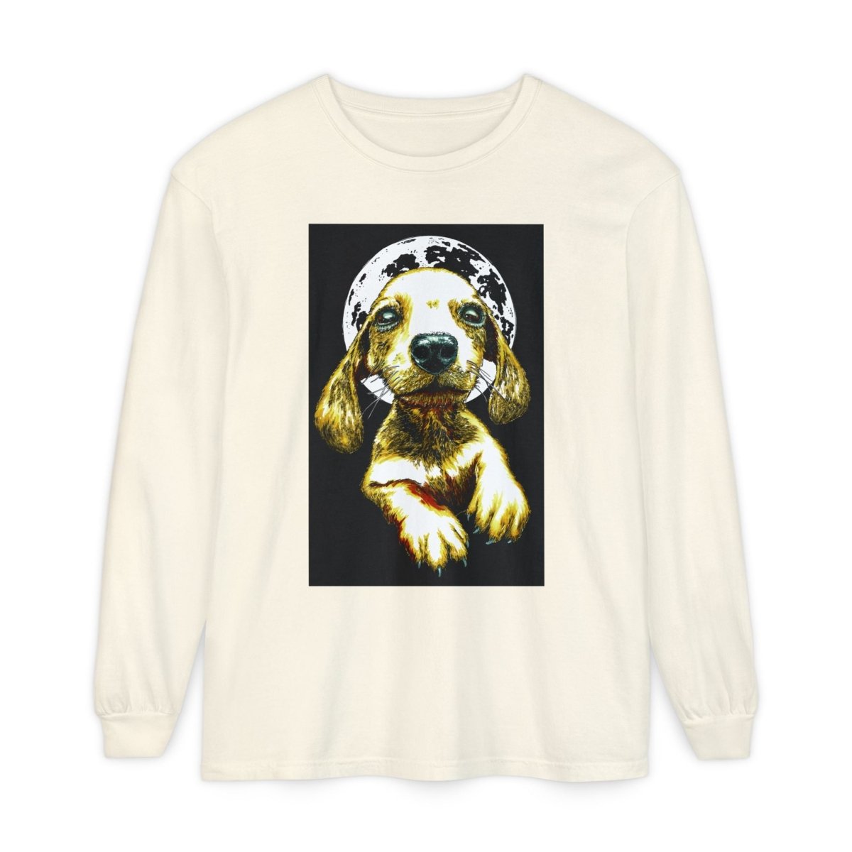 Moonlit Puppy Long Sleeve T-Shirt - Unisex Dog Lover Apparel - Curran Artworks