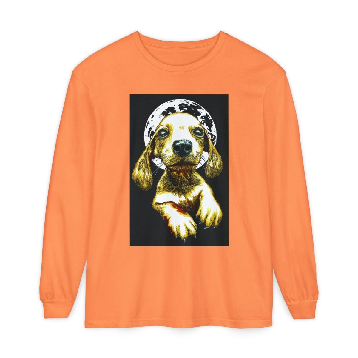 Moonlit Puppy Long Sleeve T-Shirt - Unisex Dog Lover Apparel - Curran Artworks