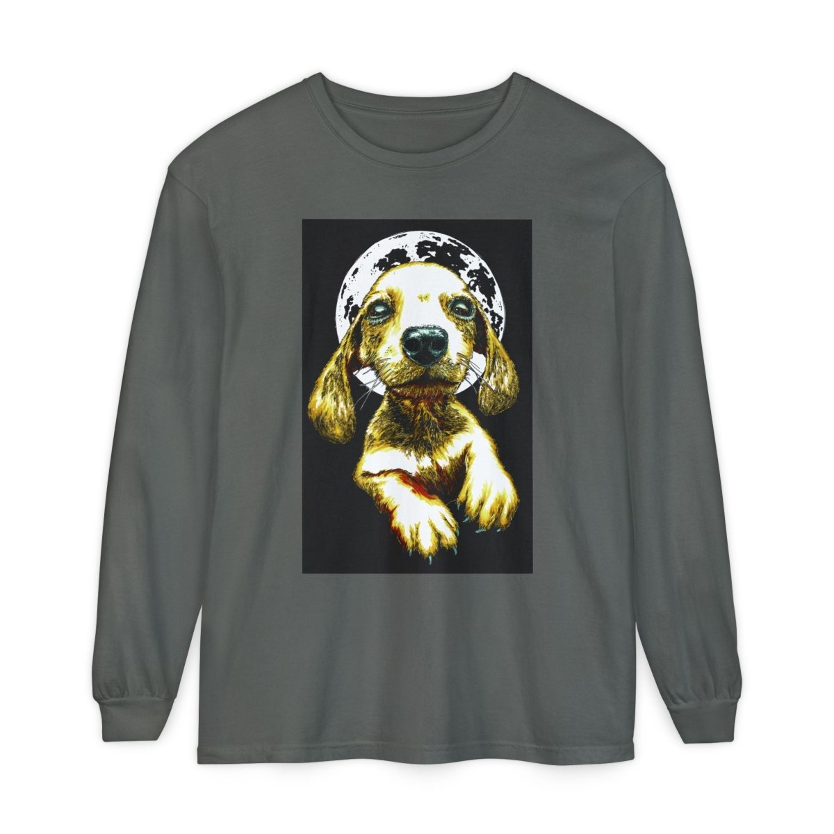 Moonlit Puppy Long Sleeve T-Shirt - Unisex Dog Lover Apparel - Curran Artworks