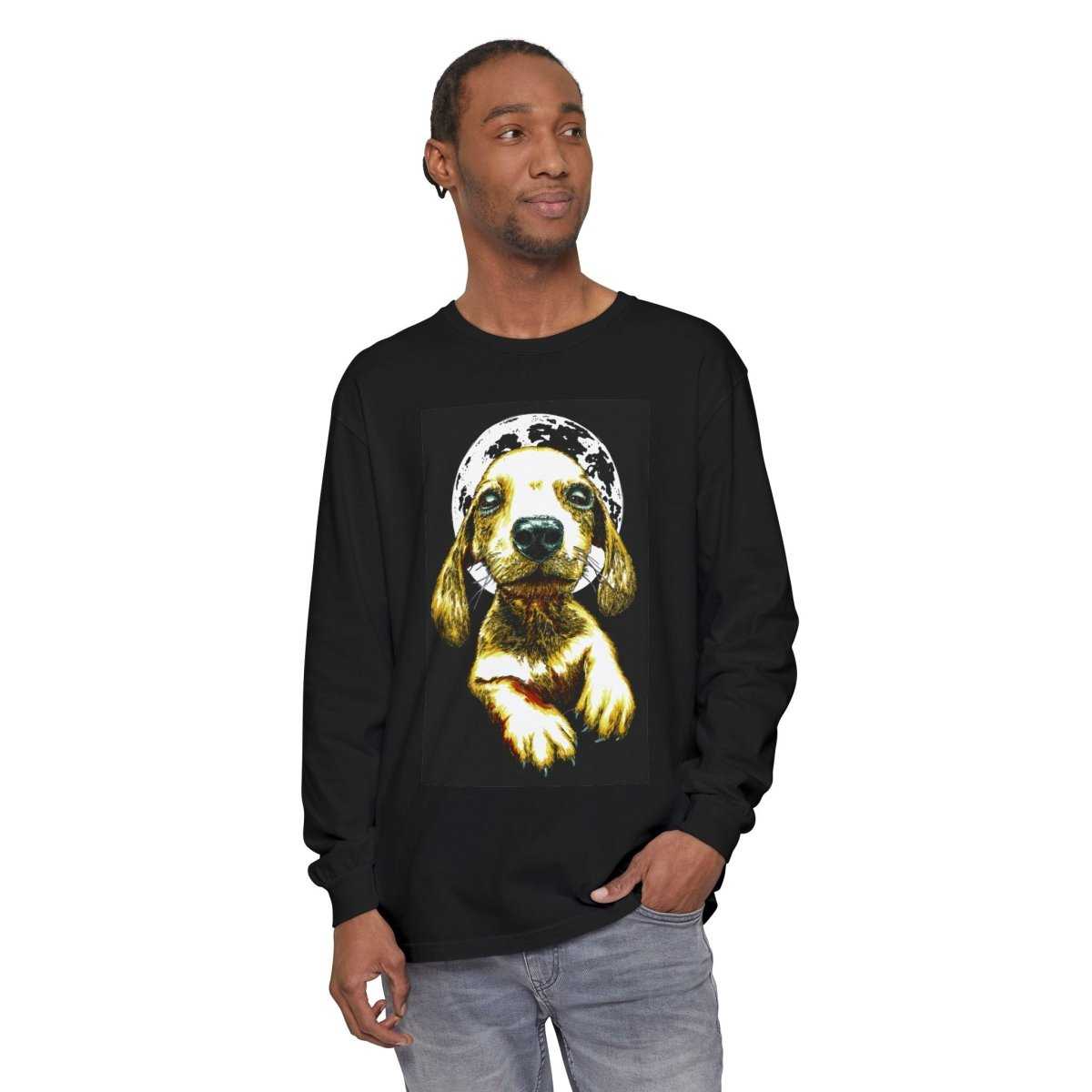 Moonlit Puppy Long Sleeve T-Shirt - Unisex Dog Lover Apparel