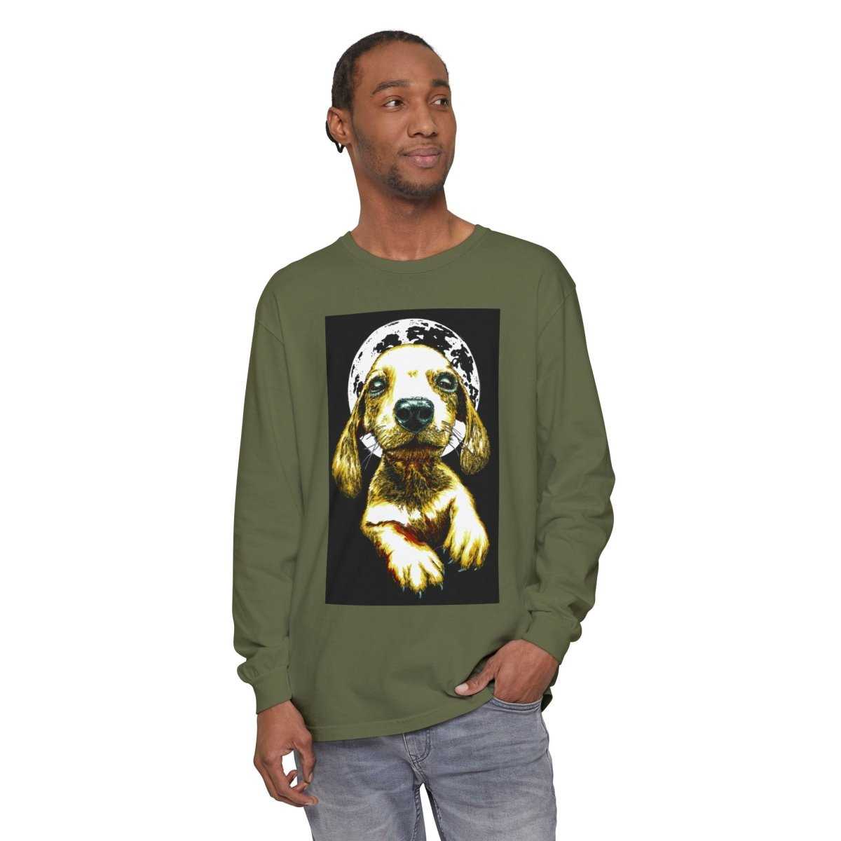 Moonlit Puppy Long Sleeve T-Shirt - Unisex Dog Lover Apparel