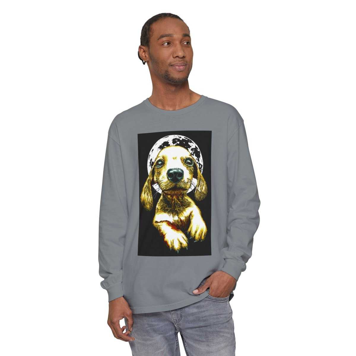 Moonlit Puppy Long Sleeve T-Shirt - Unisex Dog Lover Apparel