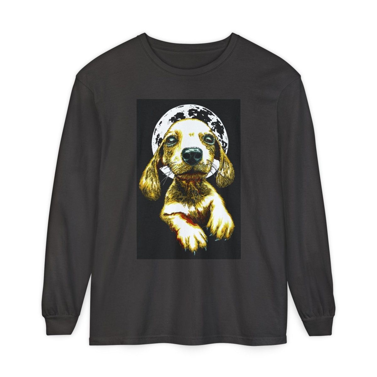Moonlit Puppy Long Sleeve T-Shirt - Unisex Dog Lover Apparel - Curran Artworks