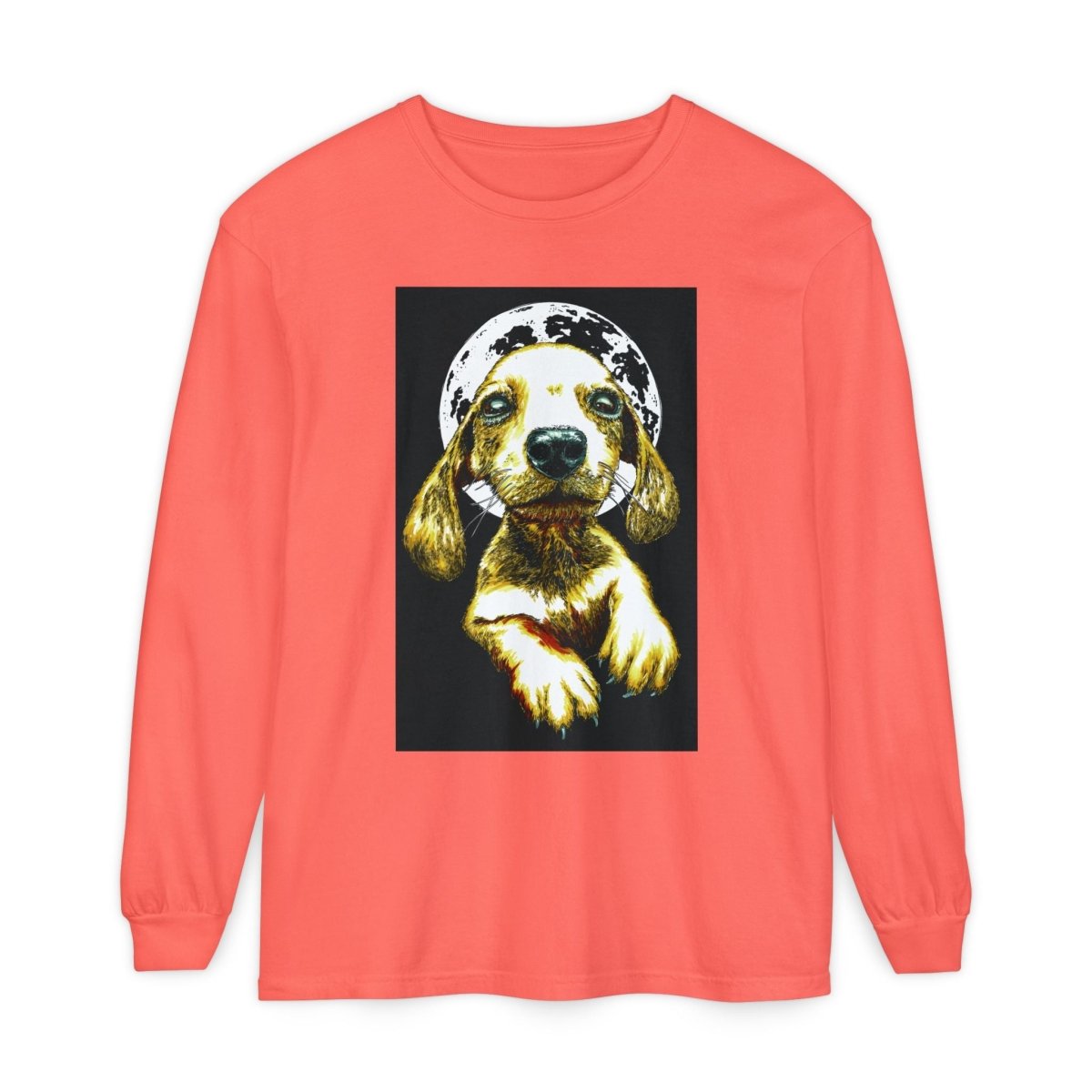 Moonlit Puppy Long Sleeve T-Shirt - Unisex Dog Lover Apparel - Curran Artworks