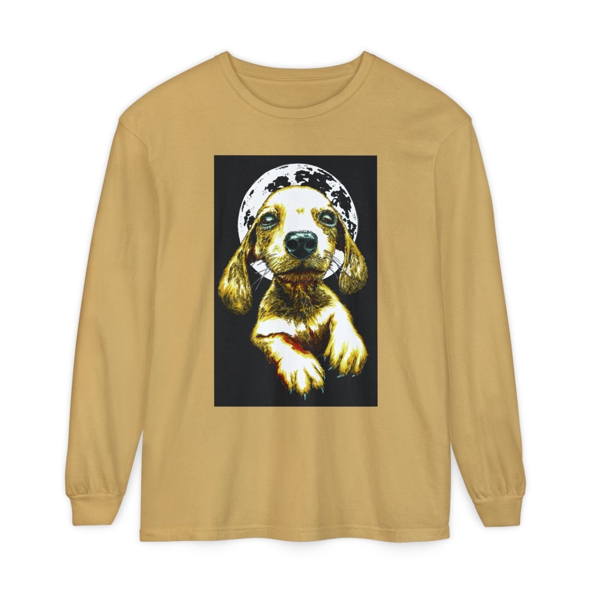 Moonlit Puppy Long Sleeve T-Shirt - Unisex Dog Lover Apparel - Curran Artworks