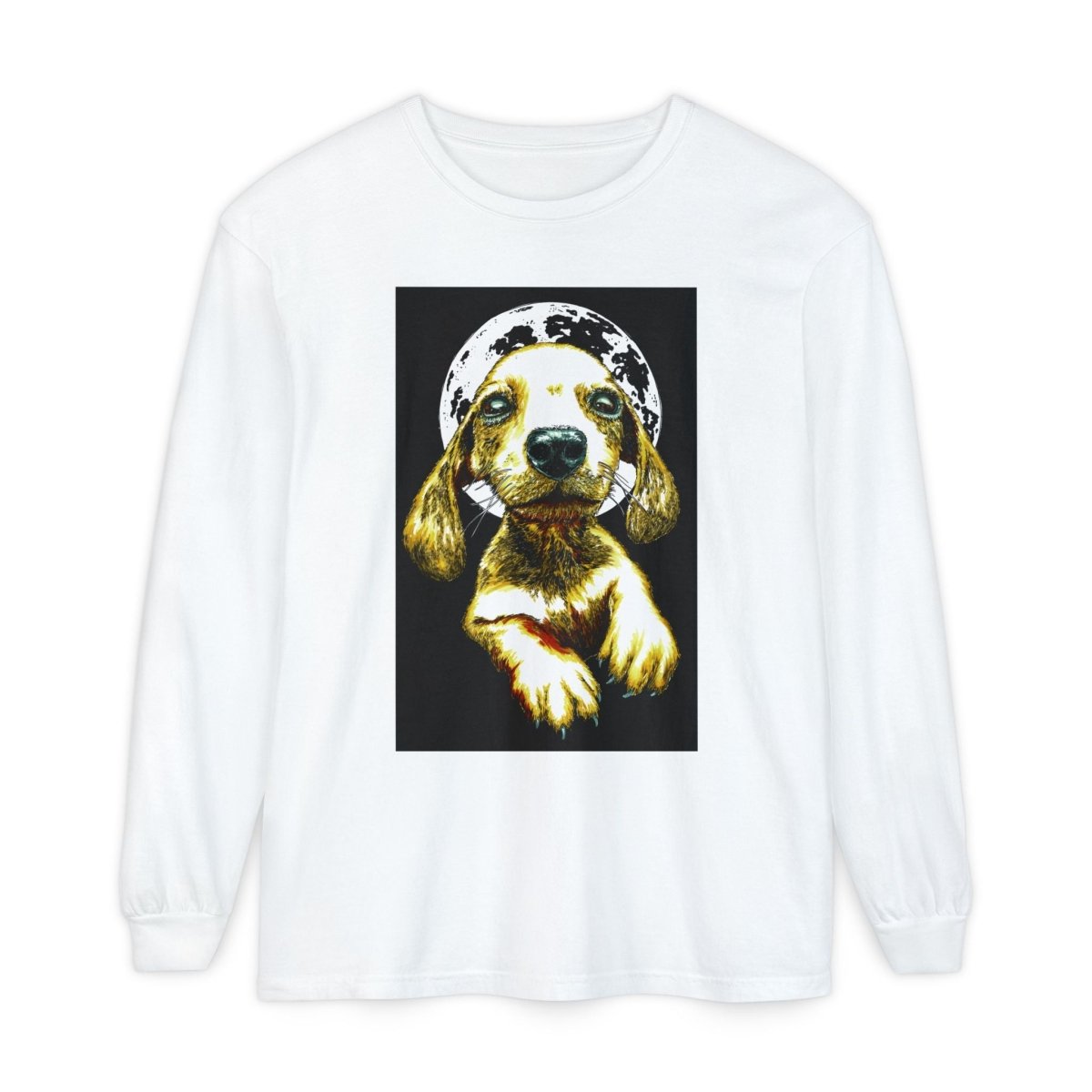 Moonlit Puppy Long Sleeve T-Shirt - Unisex Dog Lover Apparel - Curran Artworks