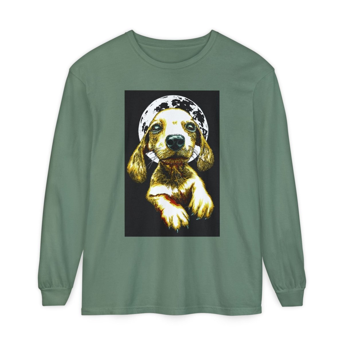Moonlit Puppy Long Sleeve T-Shirt - Unisex Dog Lover Apparel - Curran Artworks