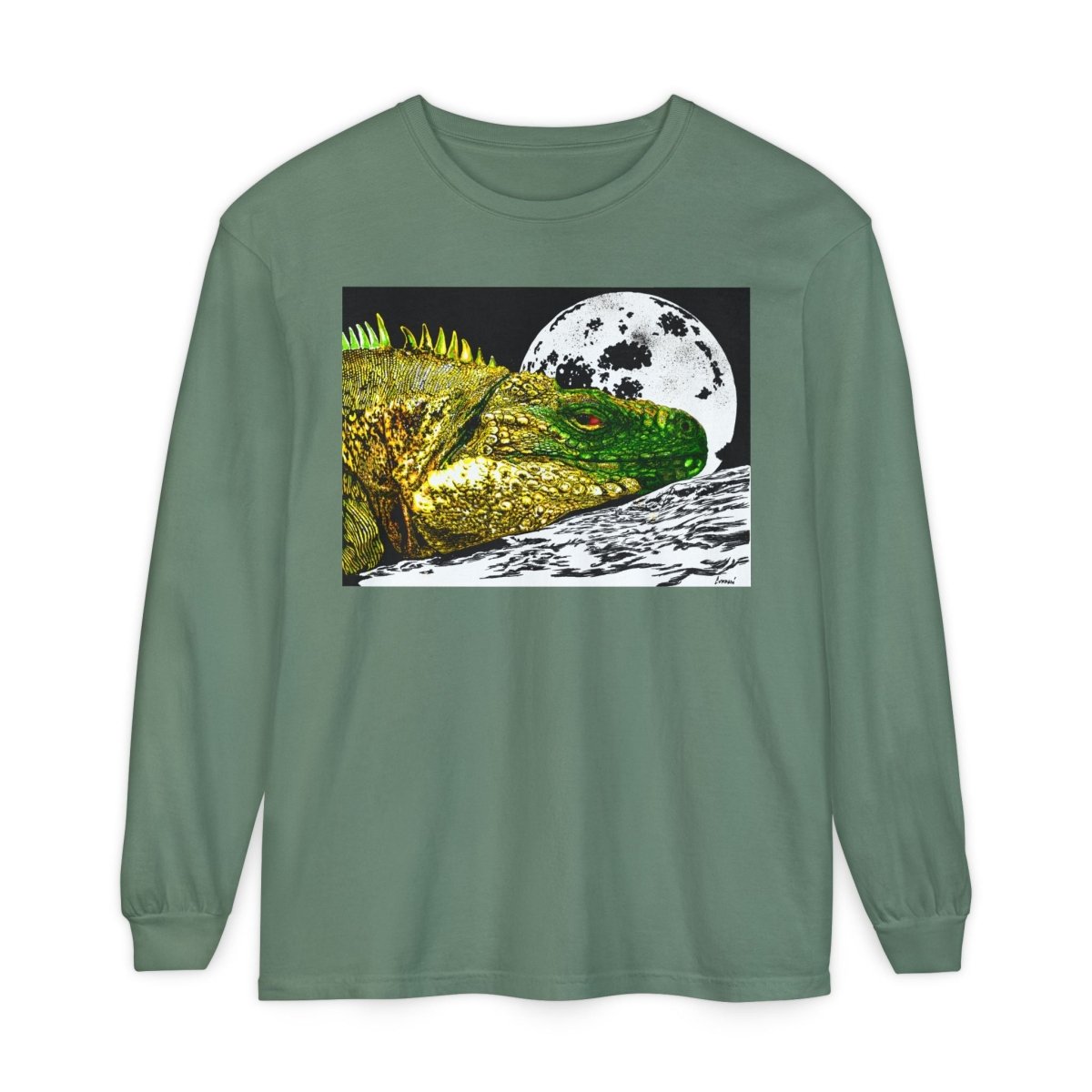 Moonlit Reptile Long Sleeve T-Shirt - Breathable Unisex Graphic Tee - Curran Artworks