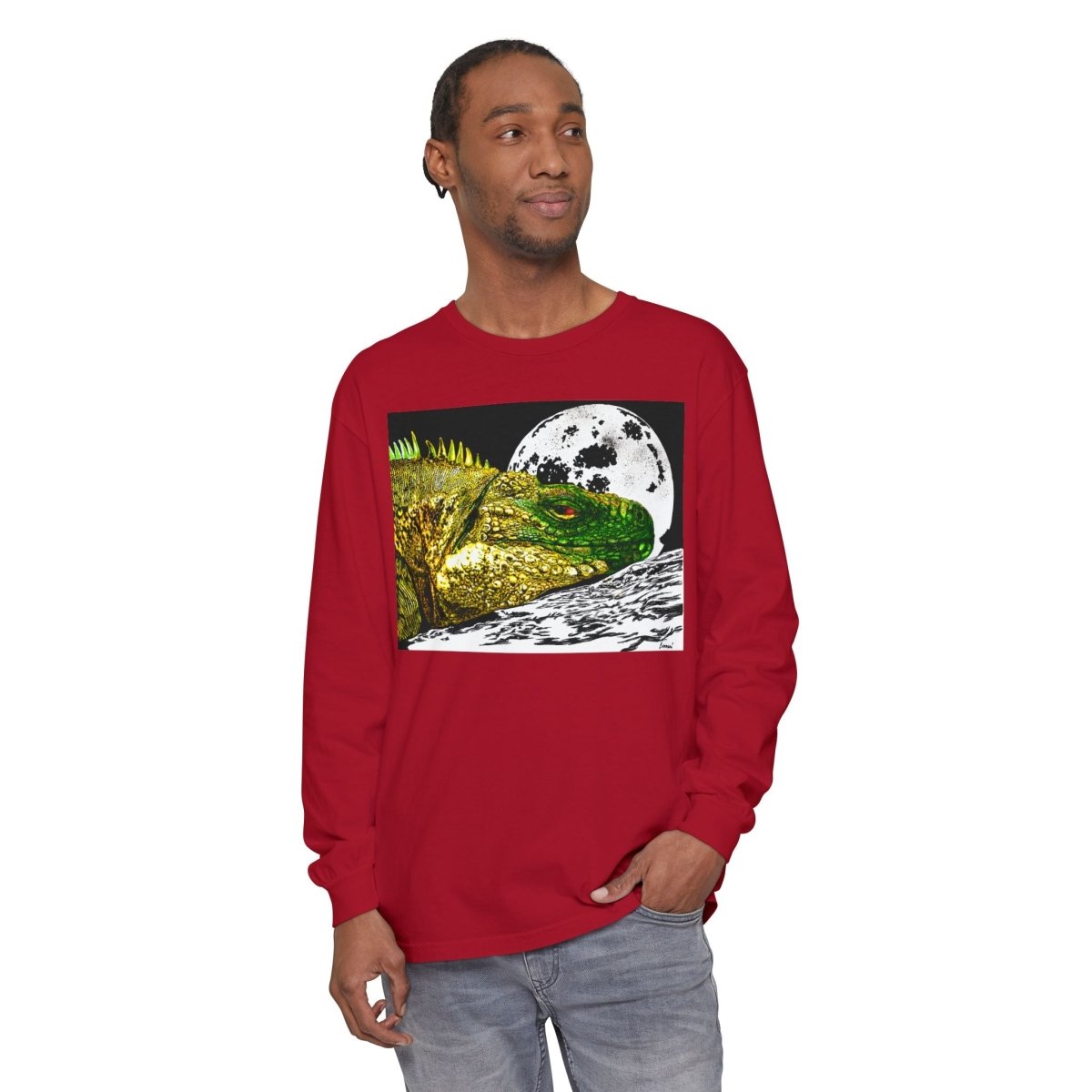 Moonlit Reptile Long Sleeve T-Shirt - Breathable Unisex Graphic Tee - Curran Artworks