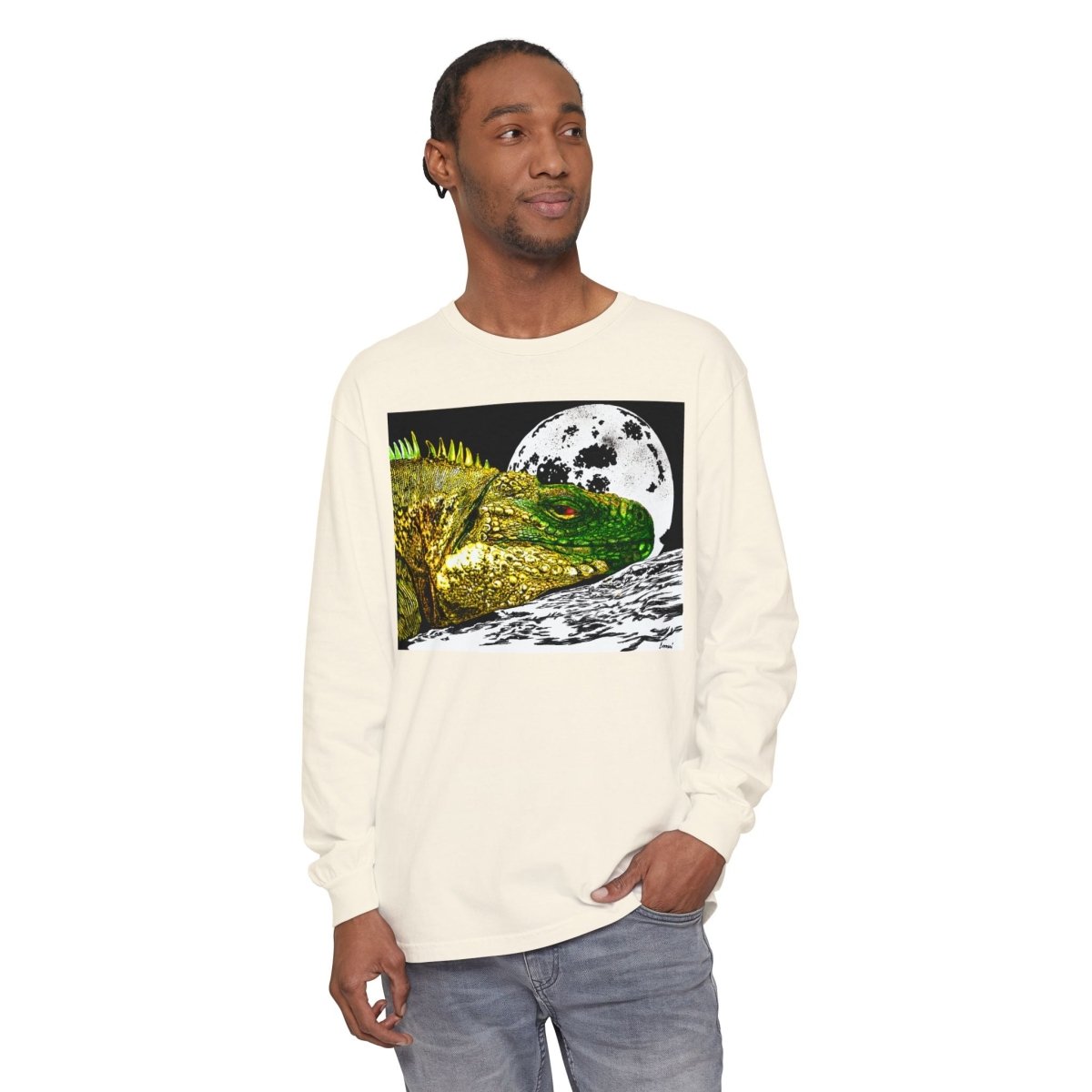 Moonlit Reptile Long Sleeve T-Shirt - Breathable Unisex Graphic Tee - Curran Artworks