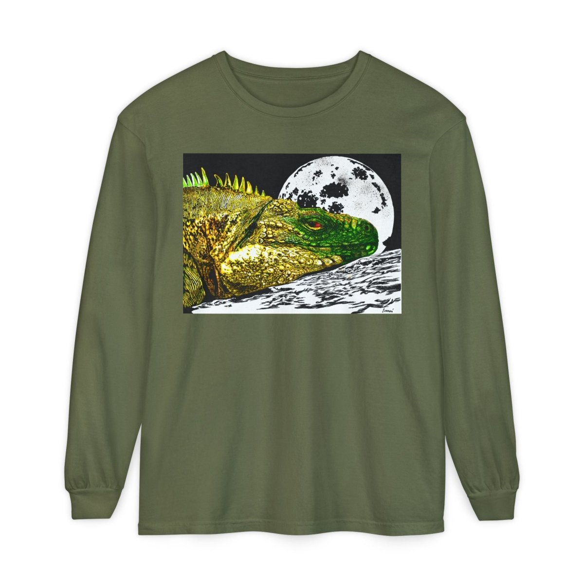 Moonlit Reptile Long Sleeve T-Shirt - Breathable Unisex Graphic Tee - Curran Artworks