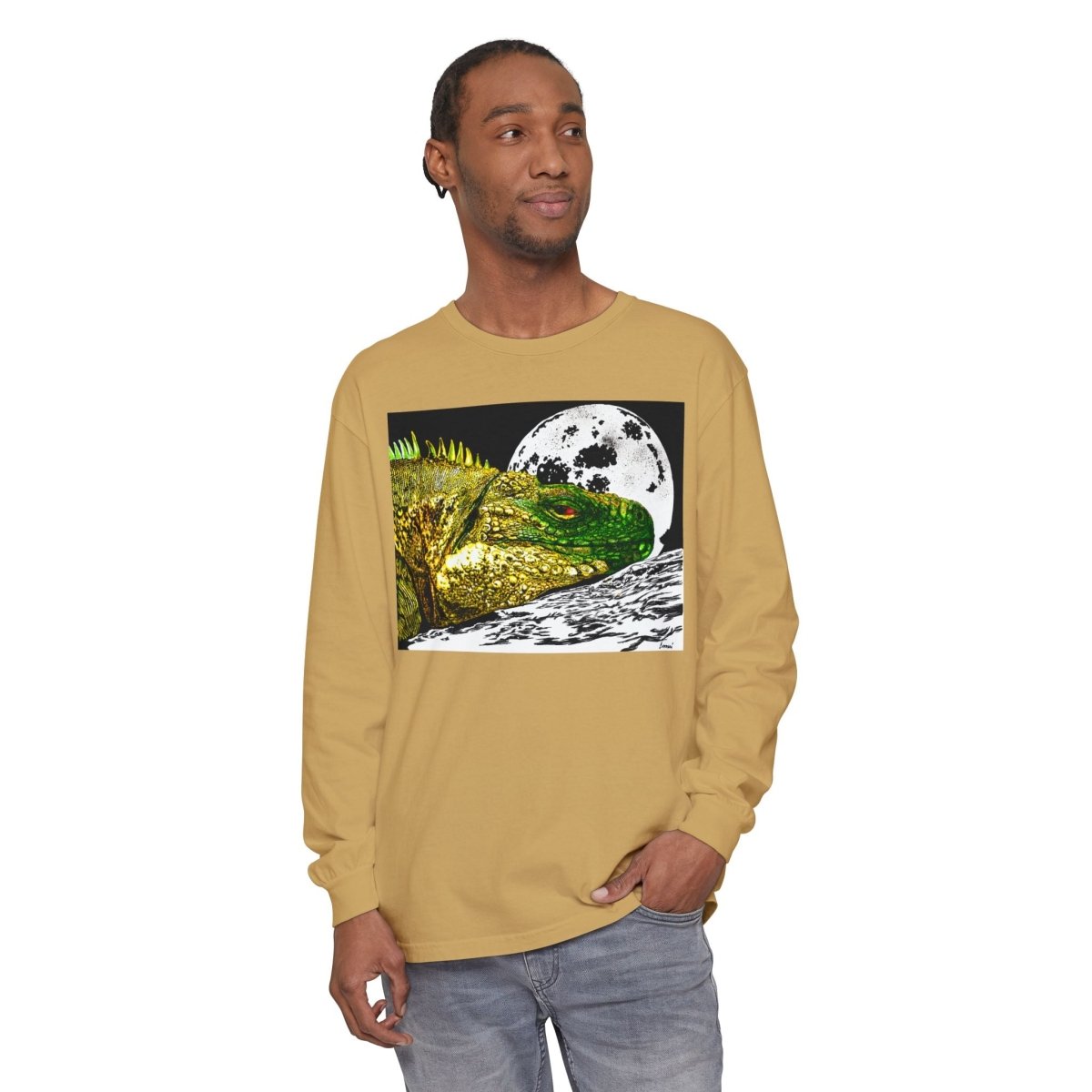 Moonlit Reptile Long Sleeve T-Shirt - Breathable Unisex Graphic Tee - Curran Artworks