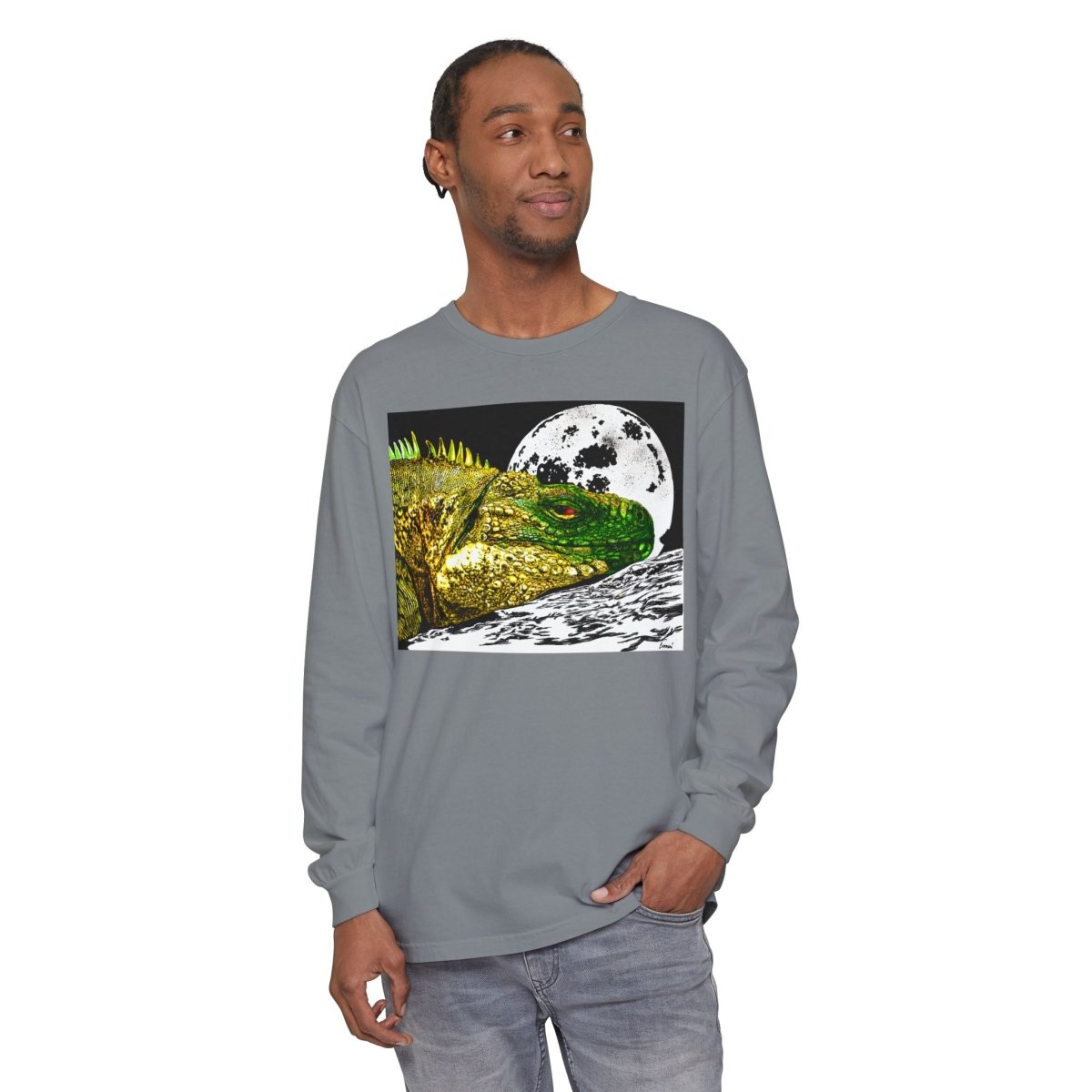 Moonlit Reptile Long Sleeve T-Shirt - Breathable Unisex Graphic Tee - Curran Artworks