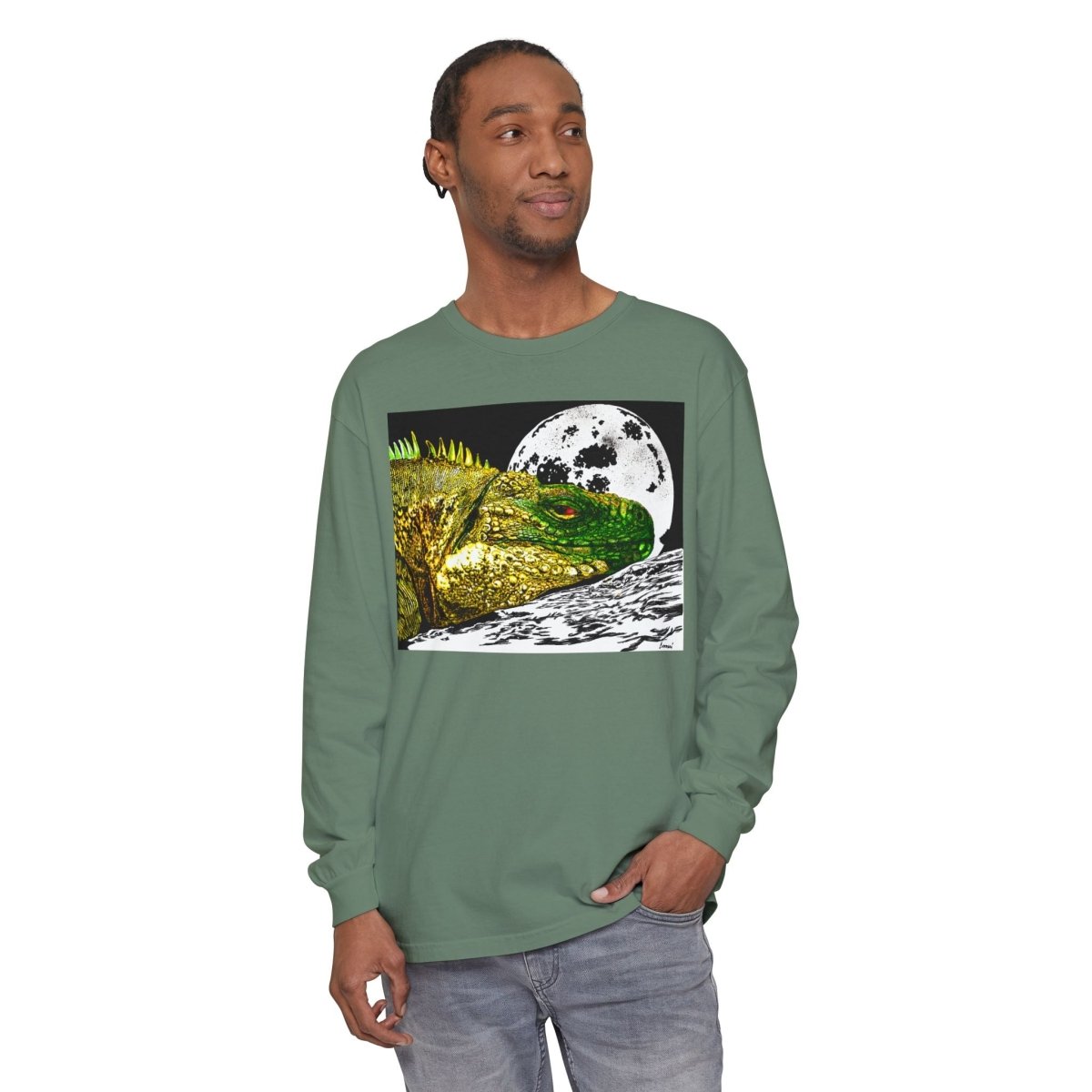Moonlit Reptile Long Sleeve T-Shirt - Breathable Unisex Graphic Tee - Curran Artworks