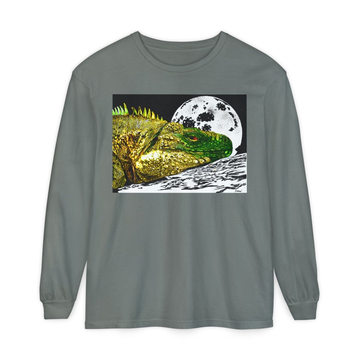 Moonlit Reptile Long Sleeve T-Shirt - Breathable Unisex Graphic Tee - Curran Artworks