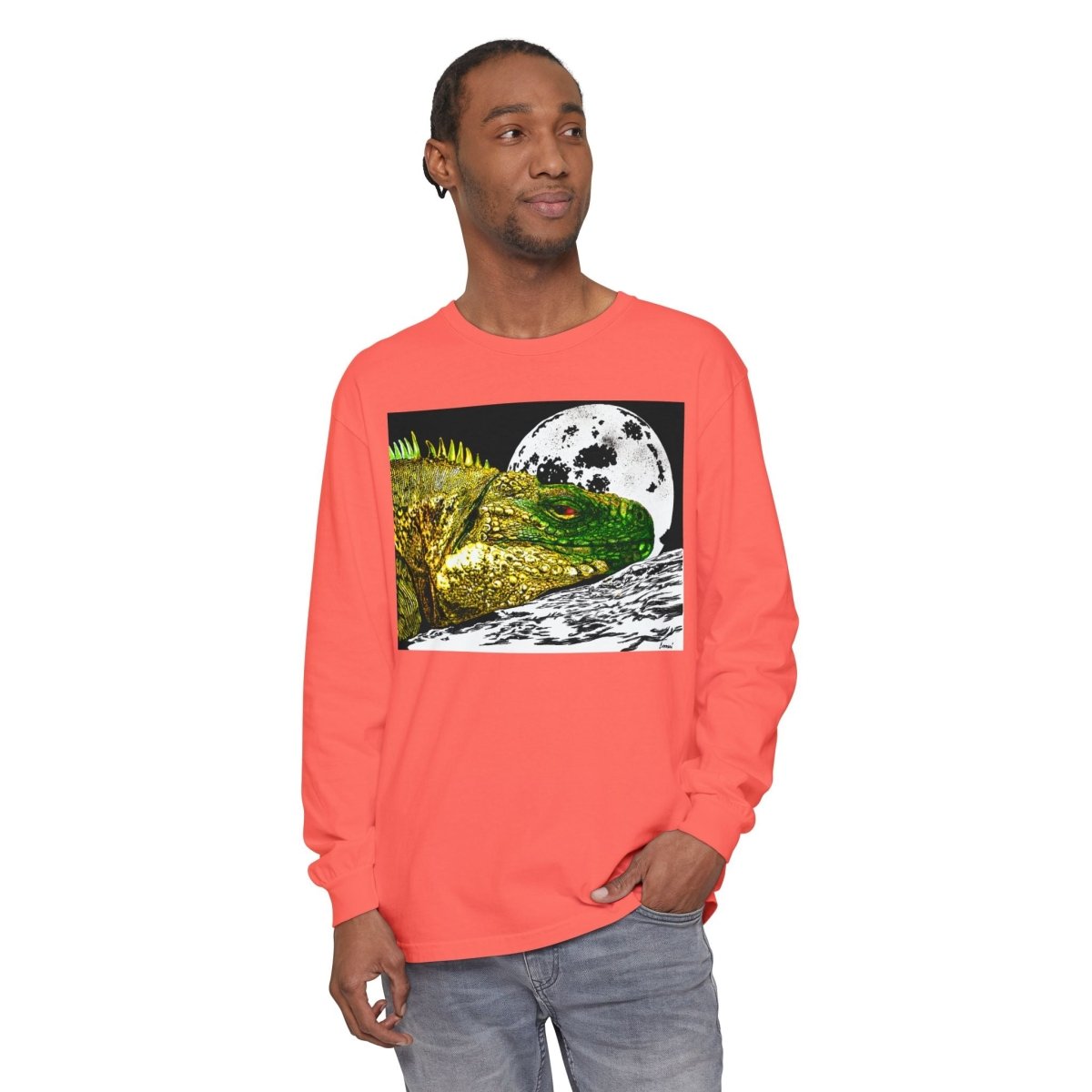 Moonlit Reptile Long Sleeve T-Shirt - Breathable Unisex Graphic Tee - Curran Artworks