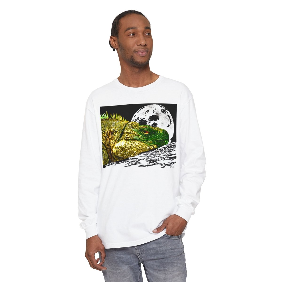 Moonlit Reptile Long Sleeve T-Shirt - Breathable Unisex Graphic Tee - Curran Artworks
